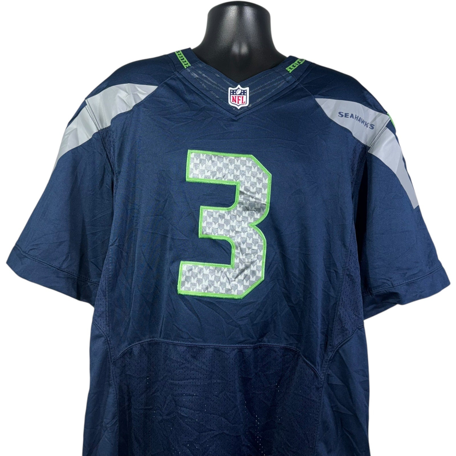 Collection of Nike Seattle Seahawks #3 Russell Wilson NFL Jersey in a gallery layout