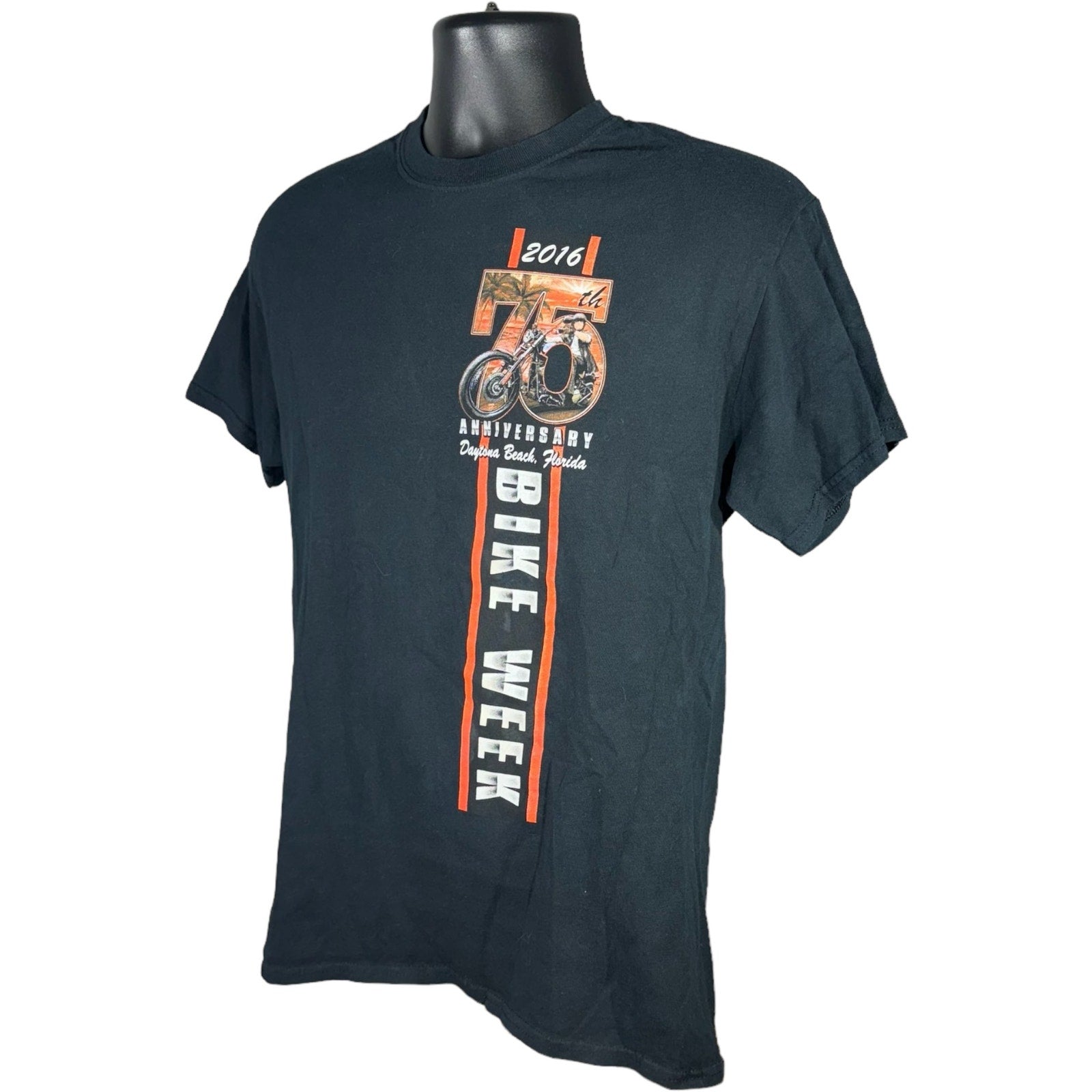 Collection of 75th Anniversary Daytona Beach, FL Bike Week Tee in a gallery layout