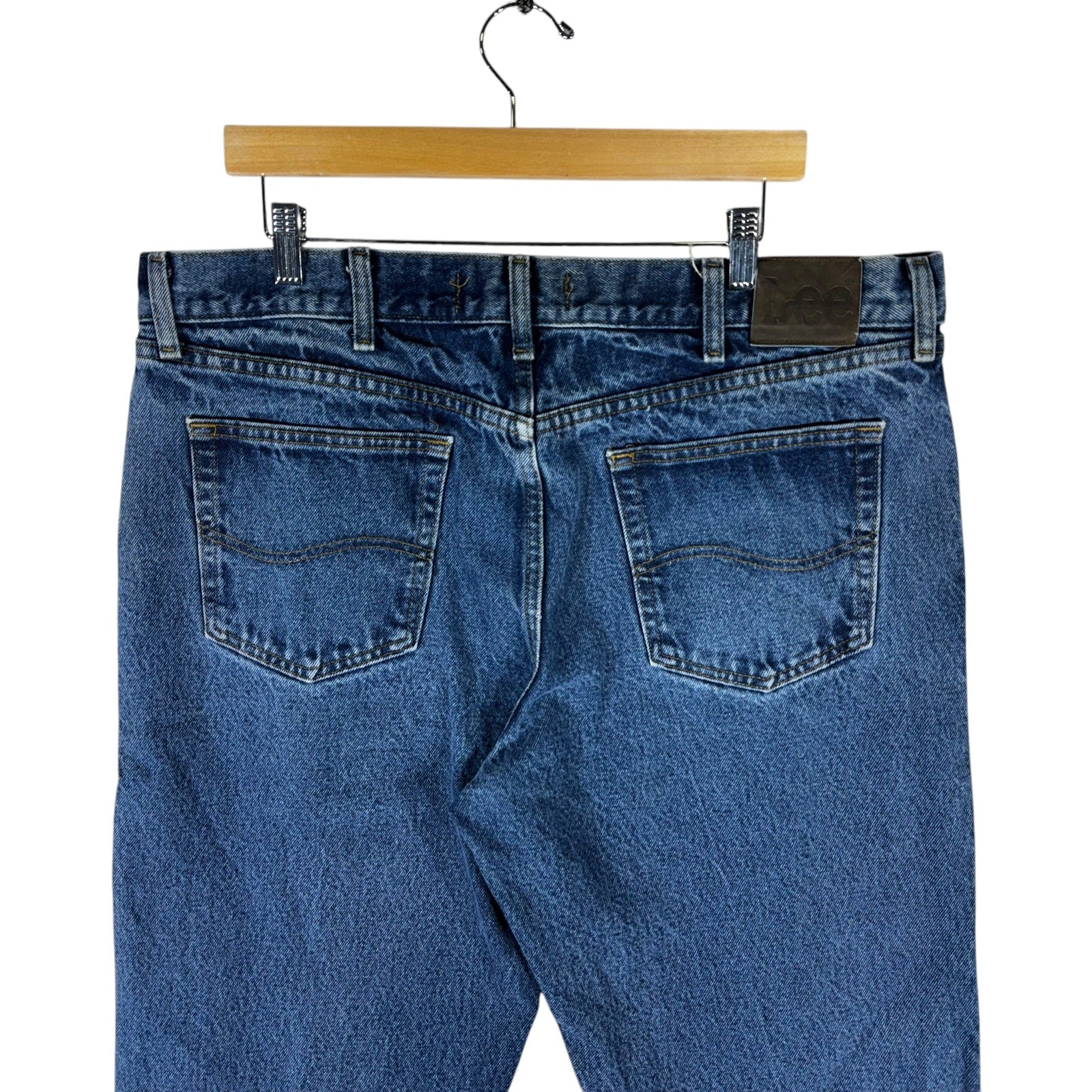 Collection of Lee Denim Straight Leg Jeans 39x26 in a gallery layout