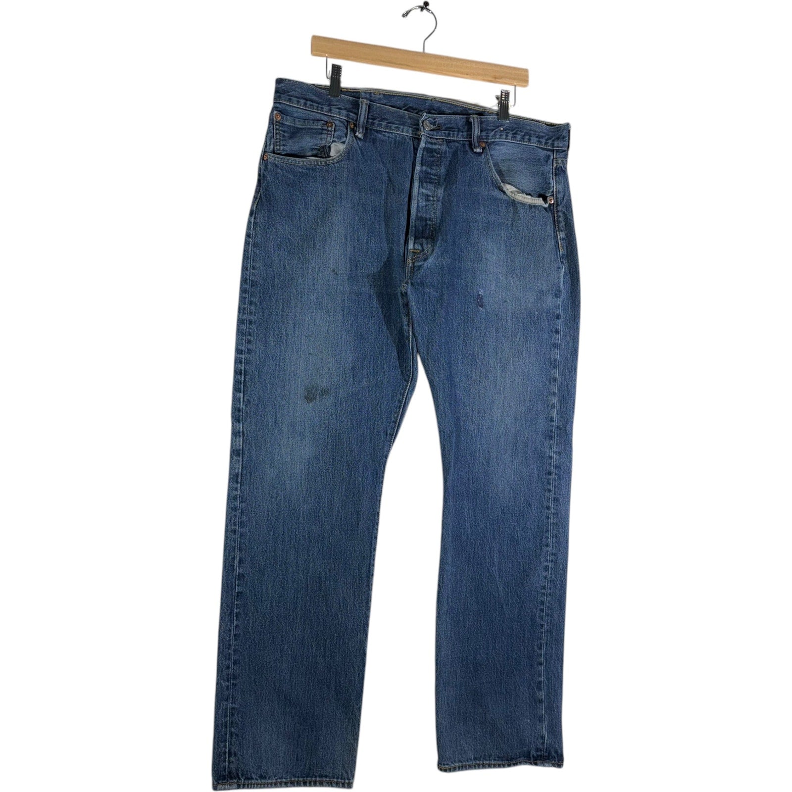 Collection of Levi's 501 5 Pocket Denim Straight Leg Jeans 38x32 in a gallery layout
