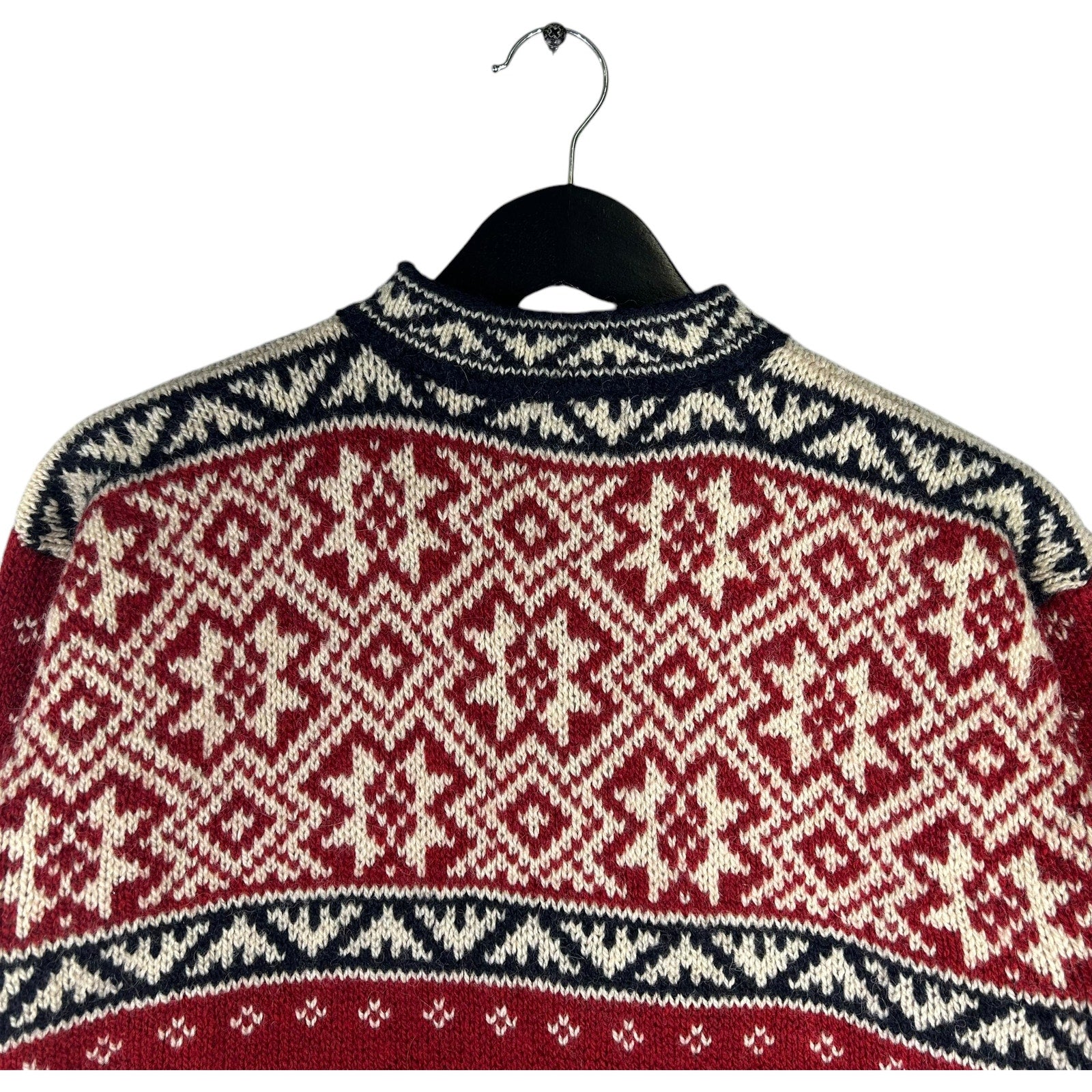 Collection of Women's L.L. Bean Quarter Button Geometric Sweater in a gallery layout