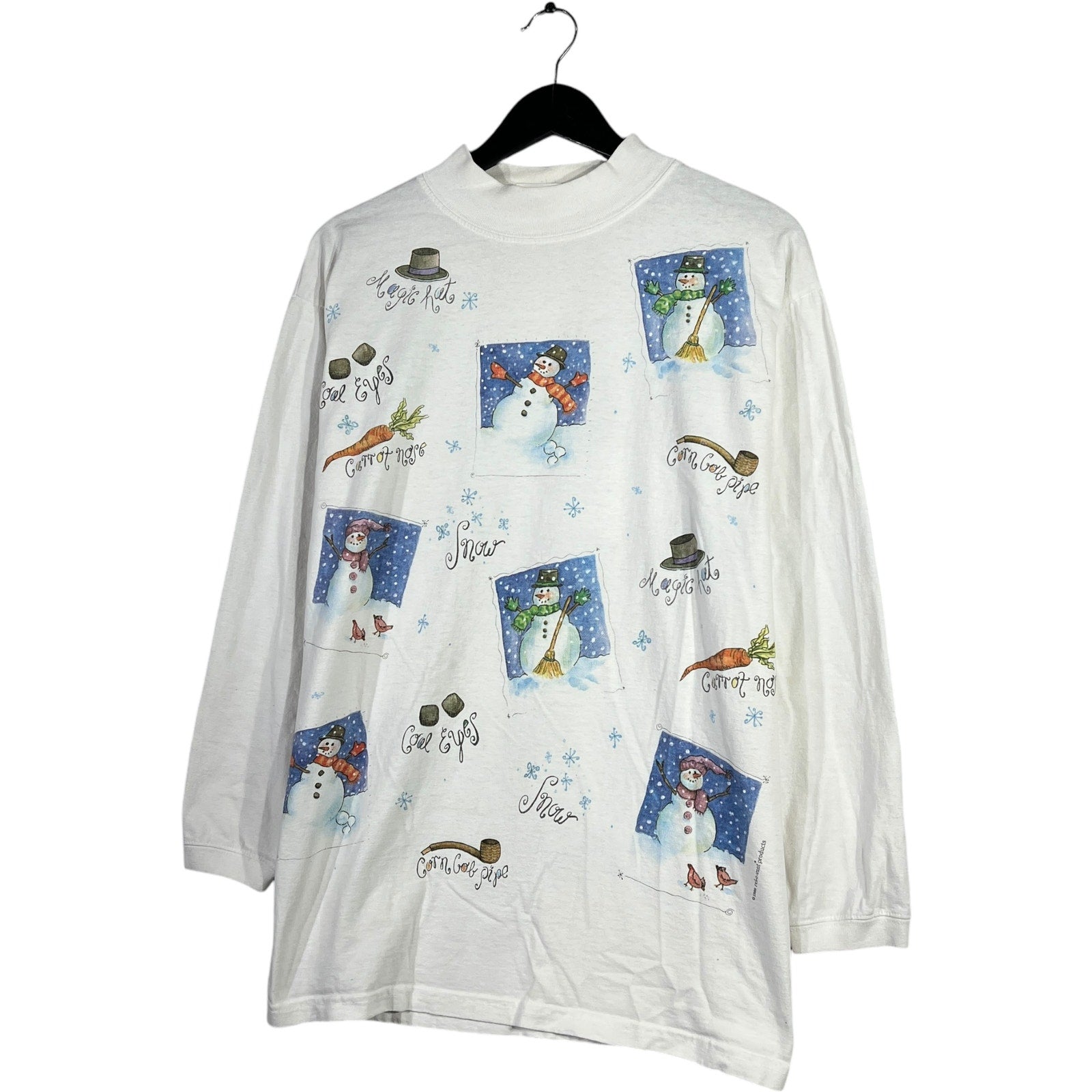 Collection of Rel-E-Vant Products Snowmen AOP Mock Neck Long Sleeve in a gallery layout