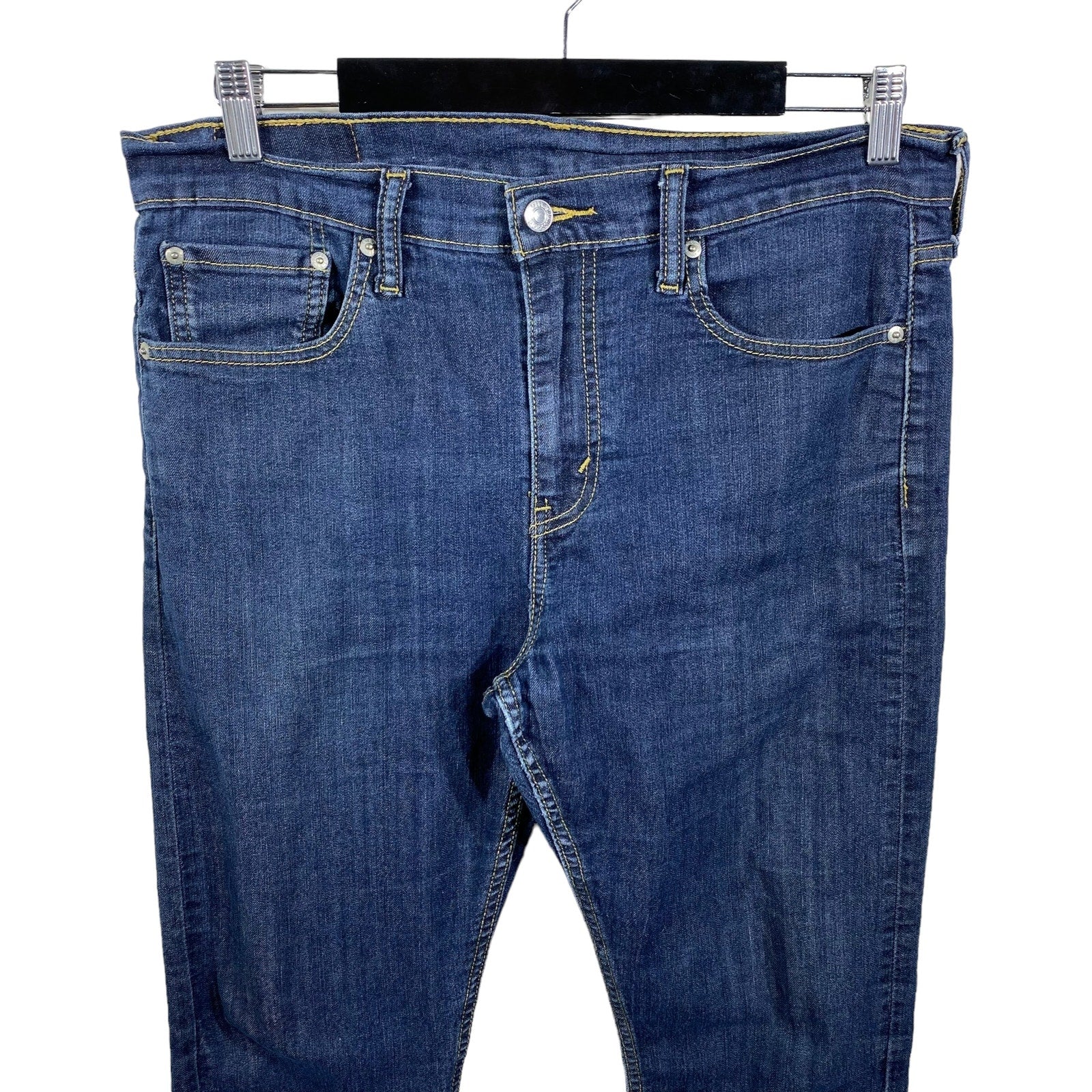 Collection of Levis 501 Zip Fly Straight Leg Dark Wash Denim Pants in a gallery layout