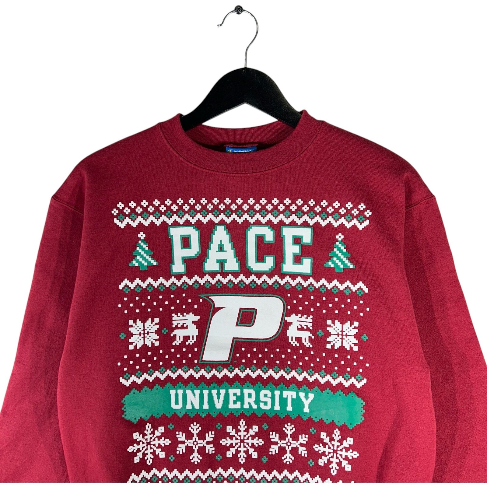 Collection of Champion Pace University Ugly Christmas Crewneck in a gallery layout
