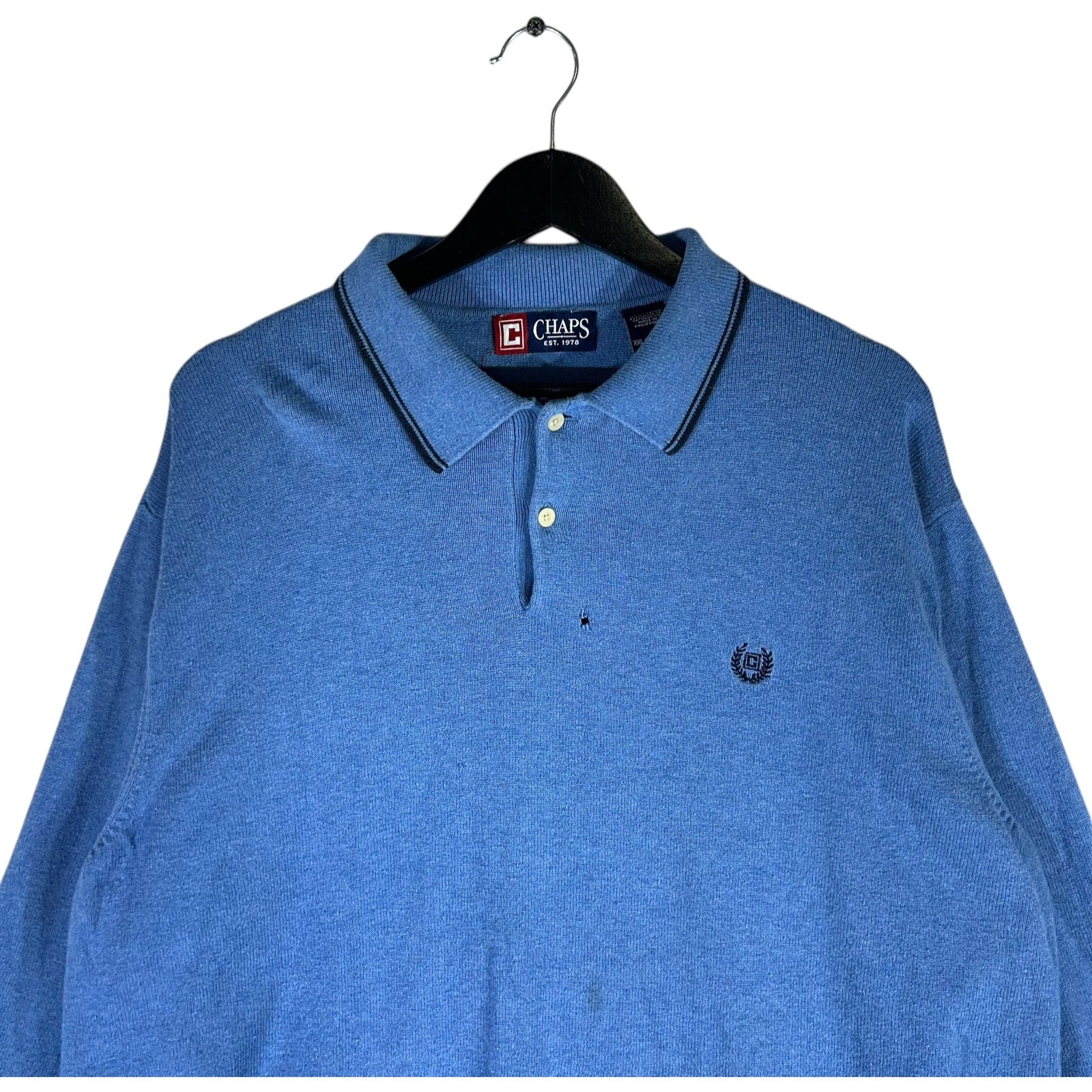 Collection of Chaps Mini Logo Collared Sweater in a gallery layout