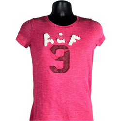 Collection of Women's Abercrombie & Fitch Distressed Patches Tee in a gallery layout