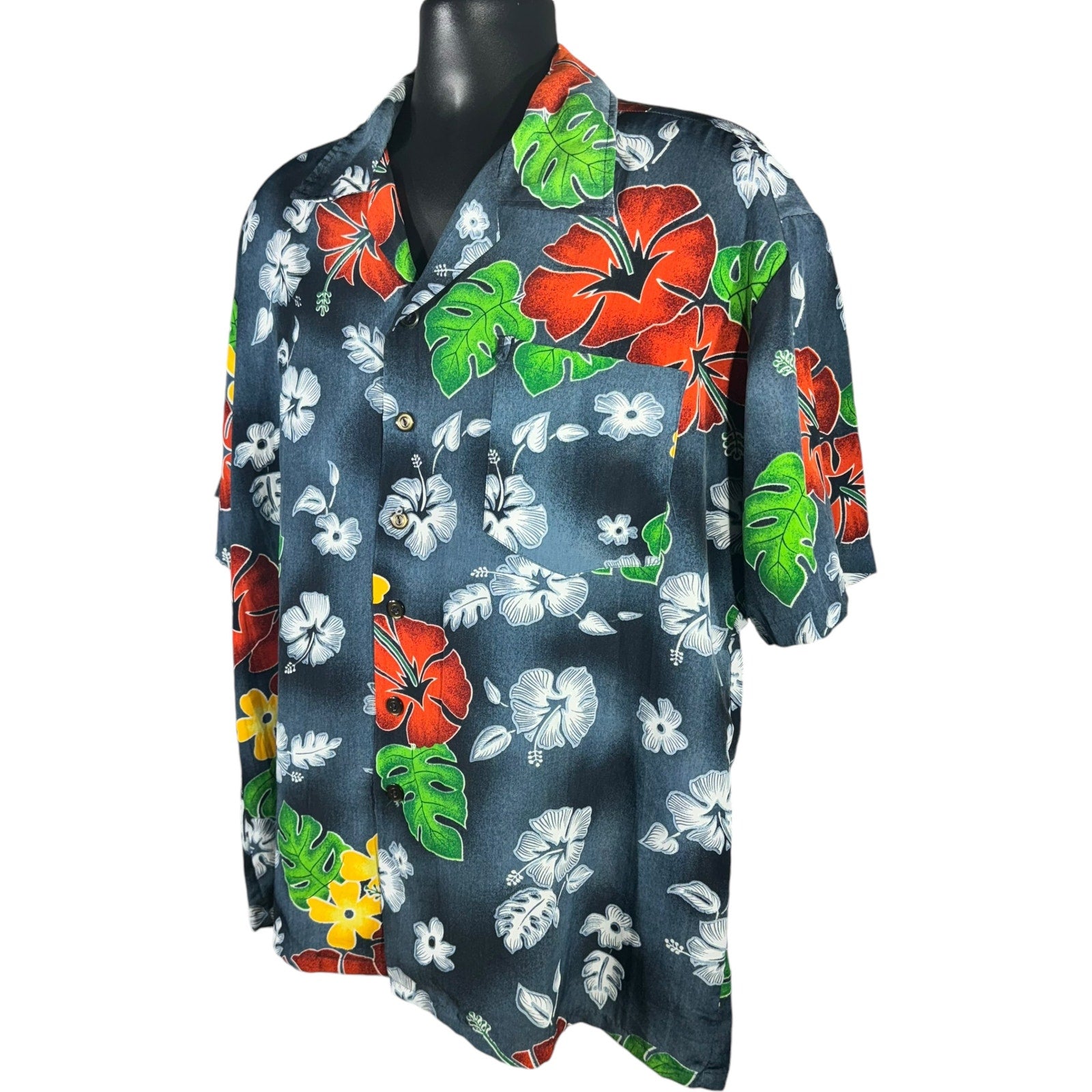 Collection of Hawaiian Hibiscus Flowers Short Sleeve Button Up in a gallery layout