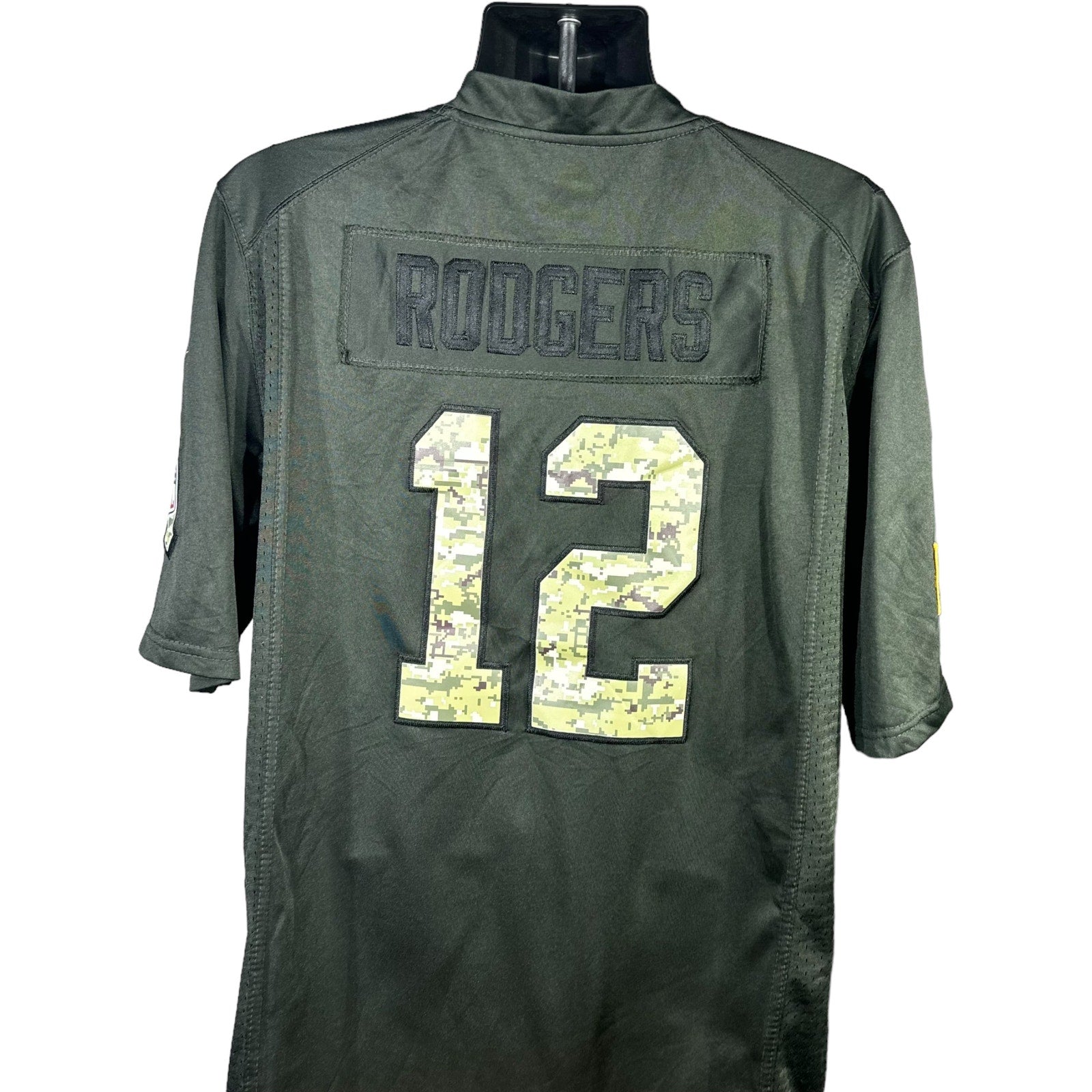 Collection of Nike NFL Green Bay Packers Aaron Rodgers Camouflage Jersey in a gallery layout