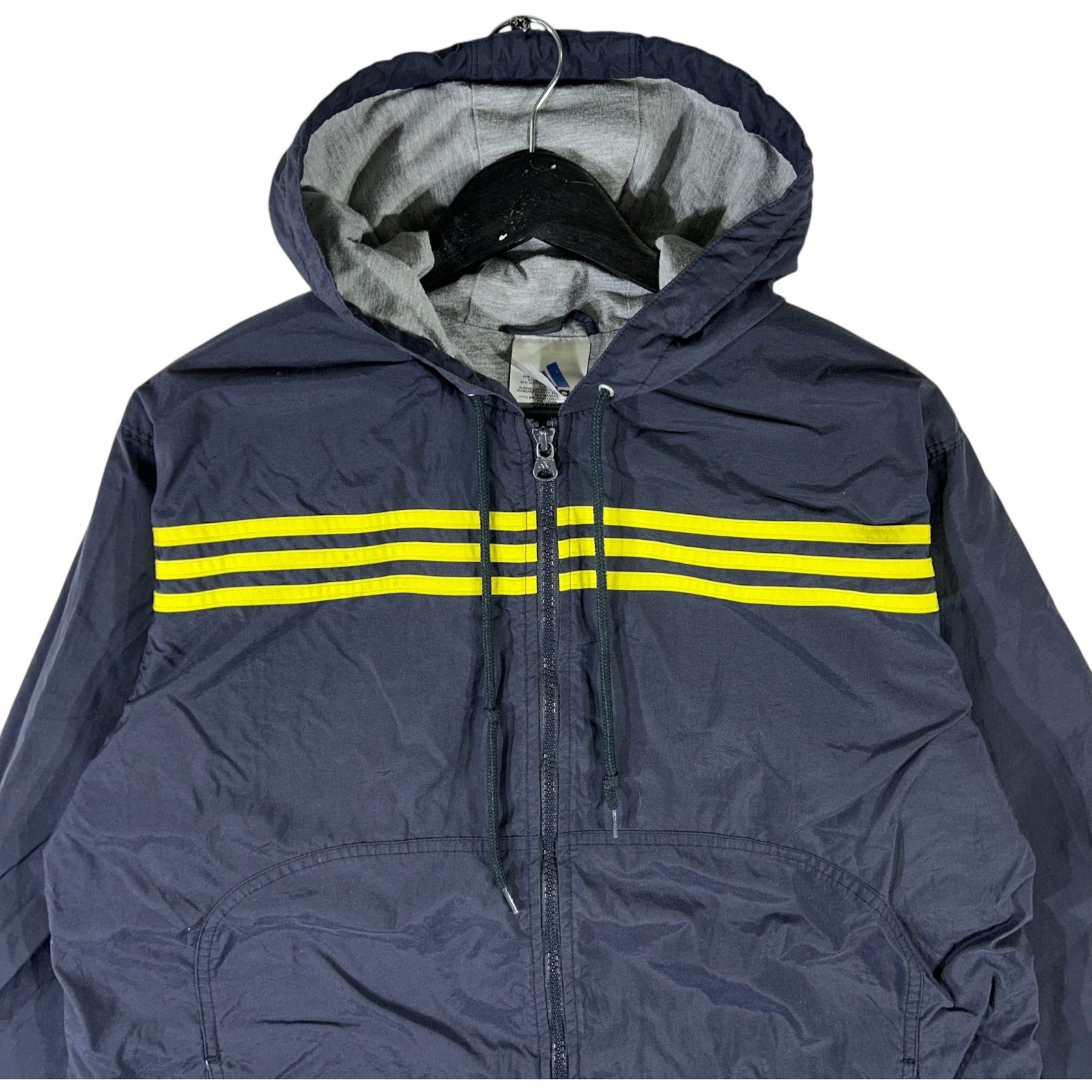 Collection of Adidas 3 Stripes Full Zip Hooded Windbreaker in a gallery layout