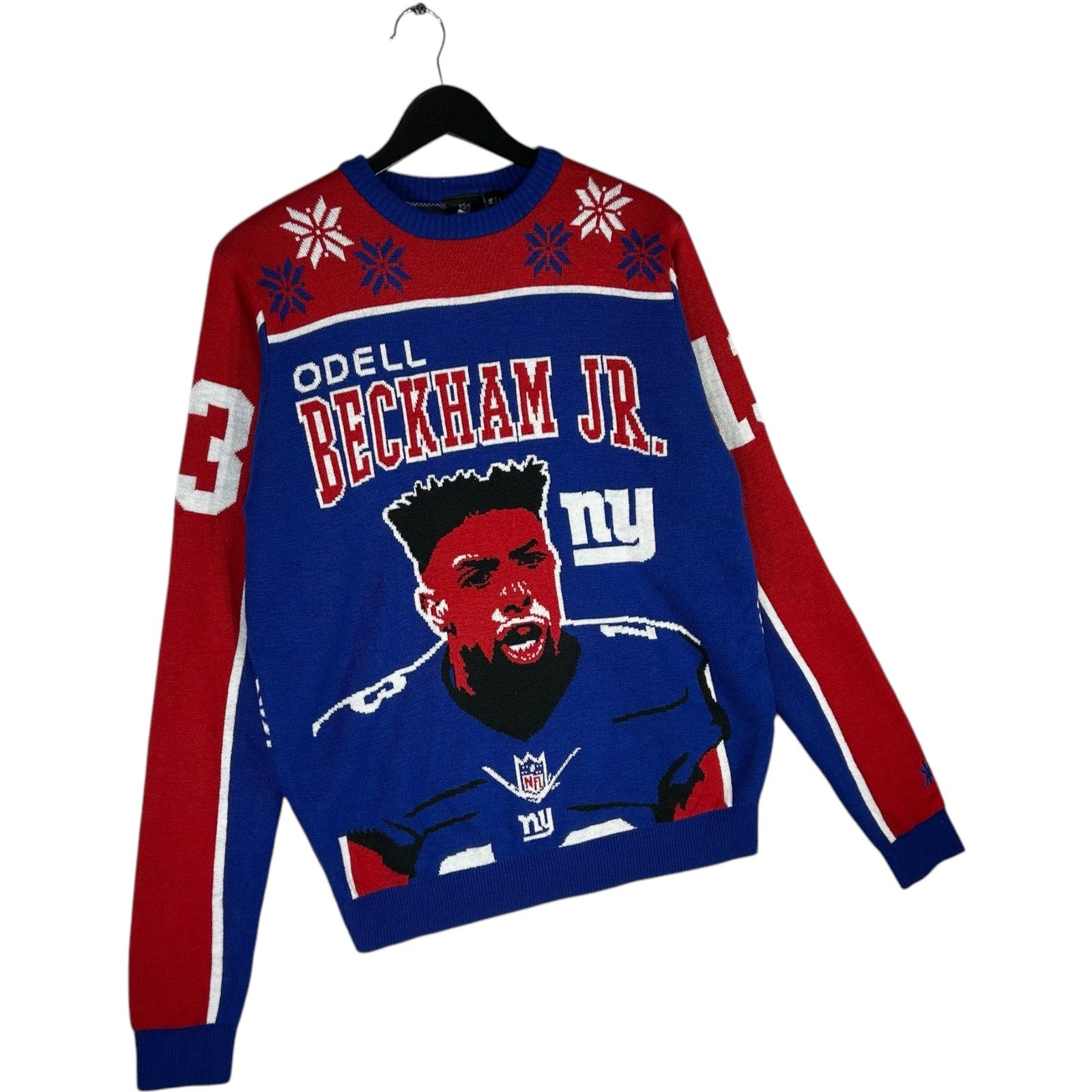 Collection of NFL New York Giants Odell Bechkam Jr. 13 Christmas Sweater in a gallery layout