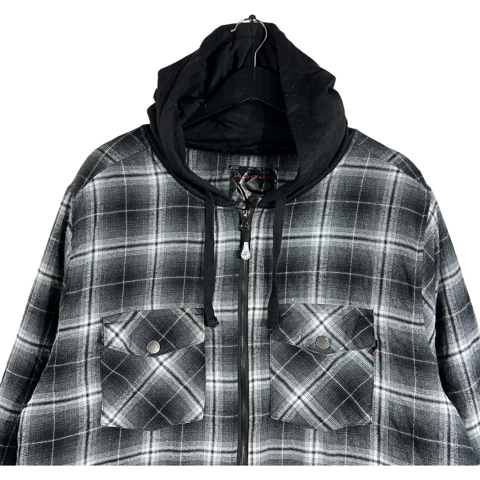 Collection of Plaid Hooded Workwear Jacket in a gallery layout