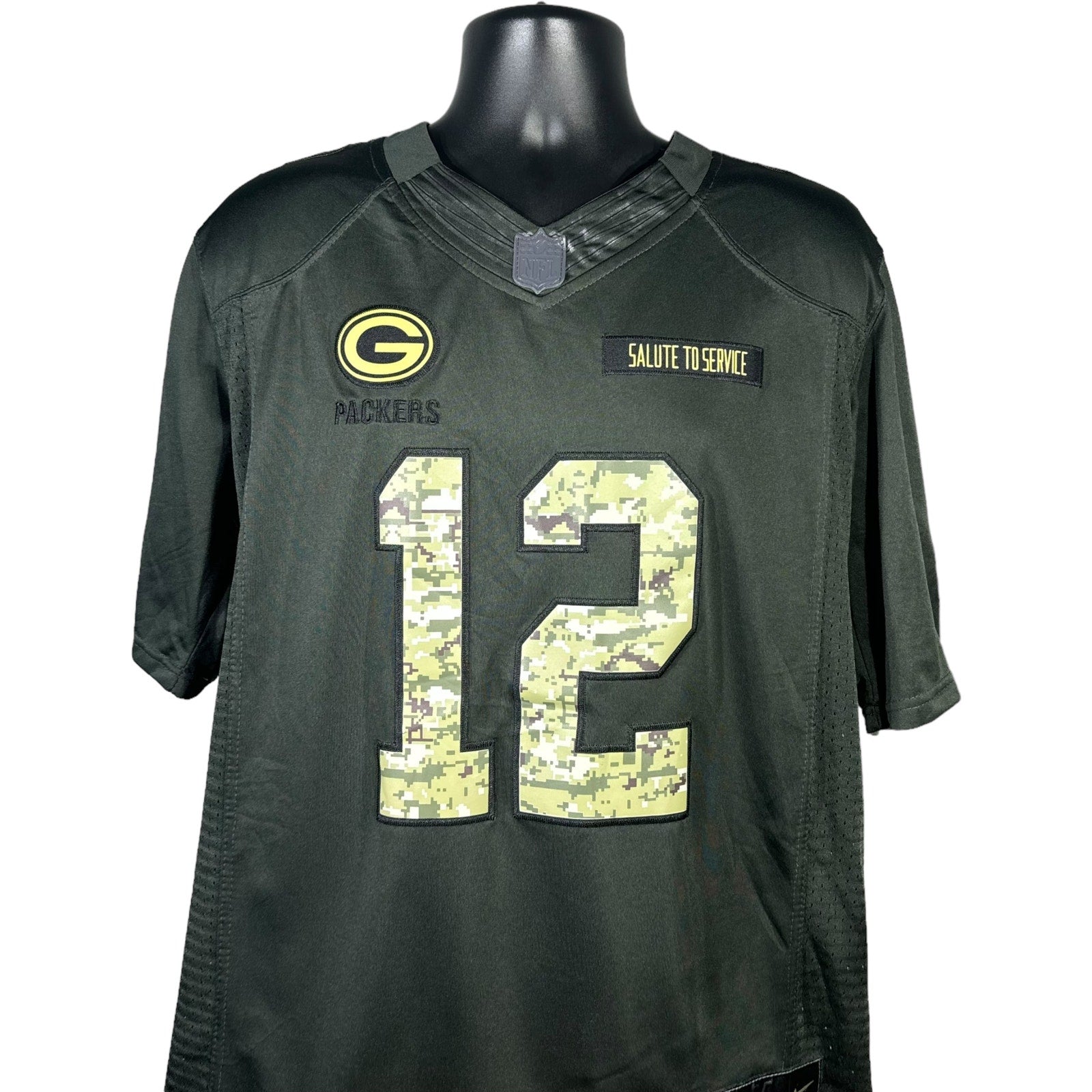 Collection of Nike NFL Green Bay Packers Aaron Rodgers Camouflage Jersey in a gallery layout