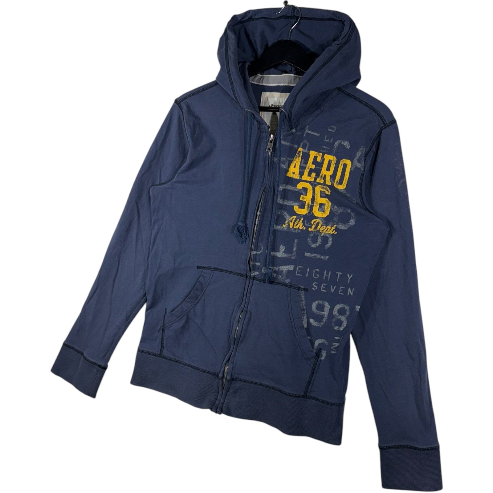 Collection of Aeropostale Full Zip Hoodie Blue Mens Medium in a gallery layout