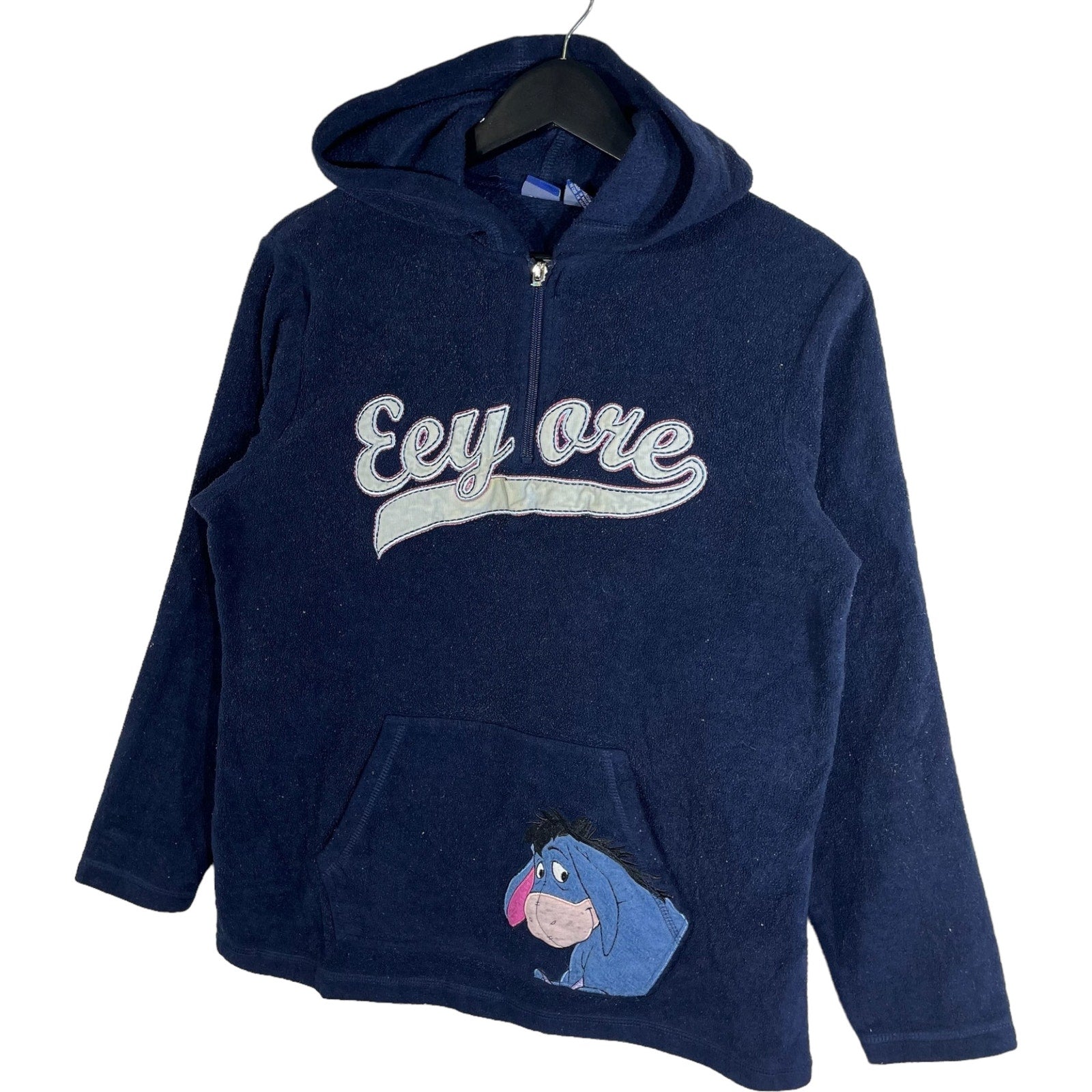 Collection of Vintage Disney Eeyore 1/4 Zip Fleece Hoodie in a gallery layout