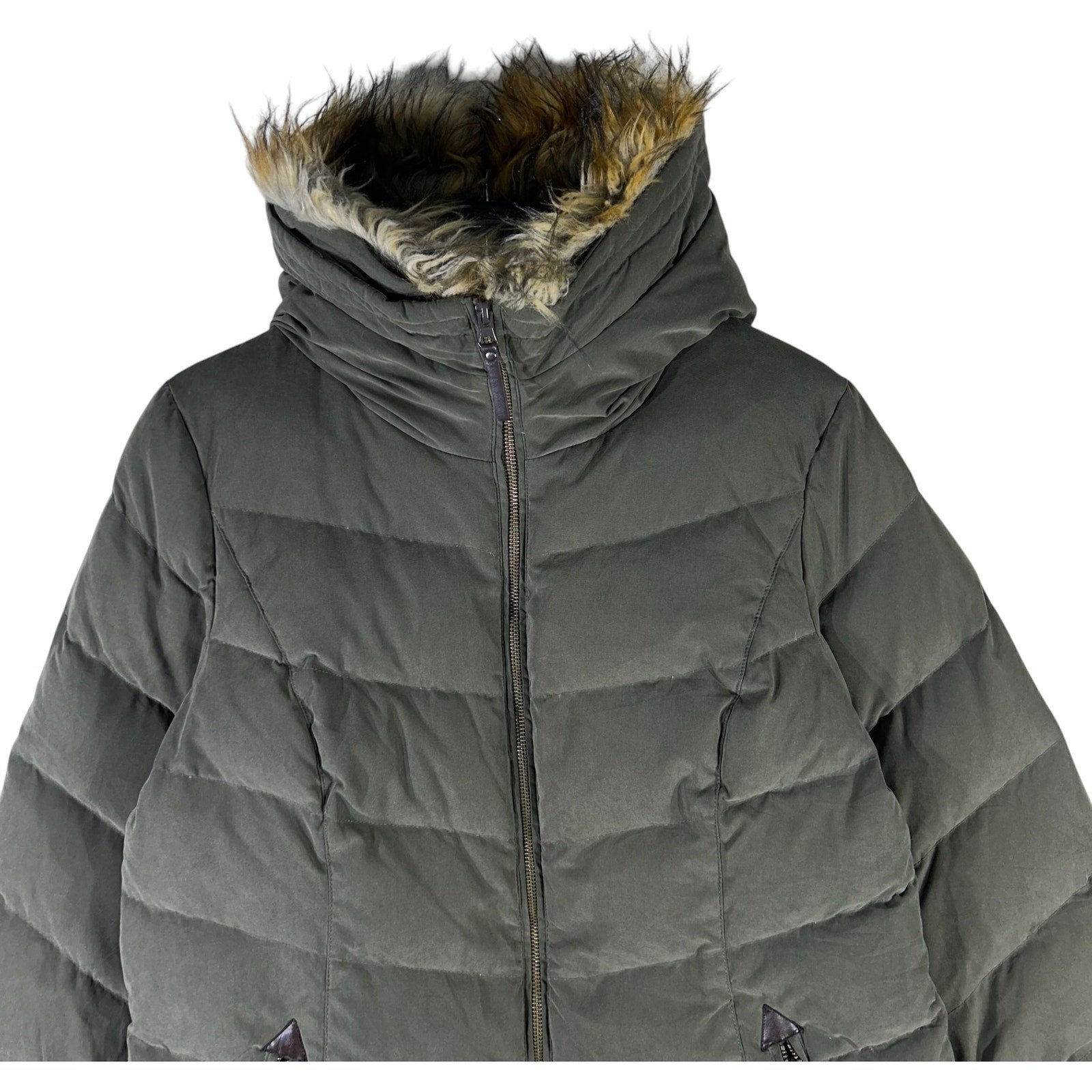 Collection of Women's DKNY Fur Hood Full Zip Puffer Jacket in a gallery layout