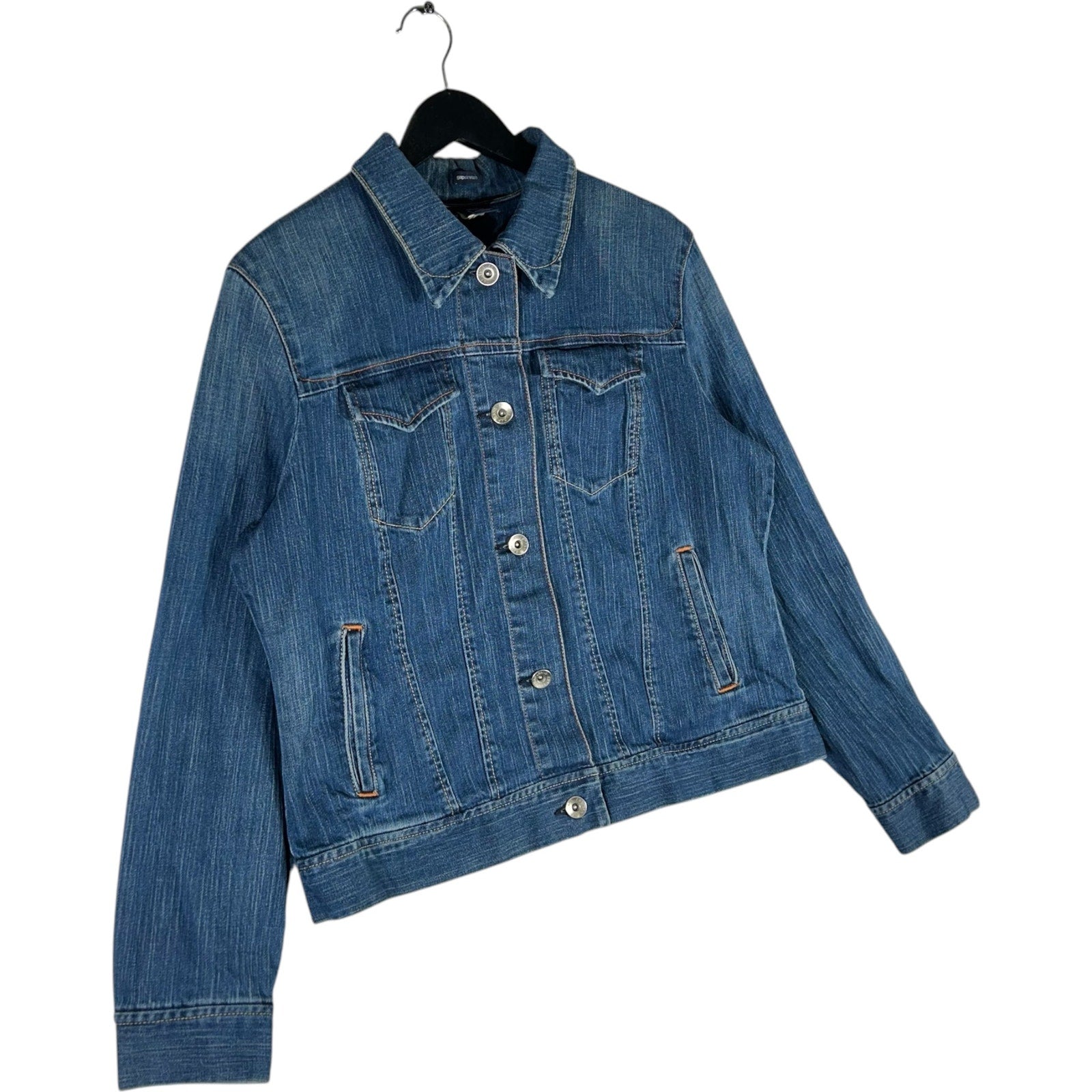 Collection of Women's Gap Button Down Denim Jacket in a gallery layout