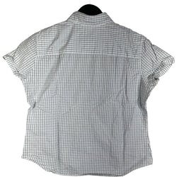 Collection of Women's Gap Button Down Checkered Short Sleeve Dress Shirt in a gallery layout