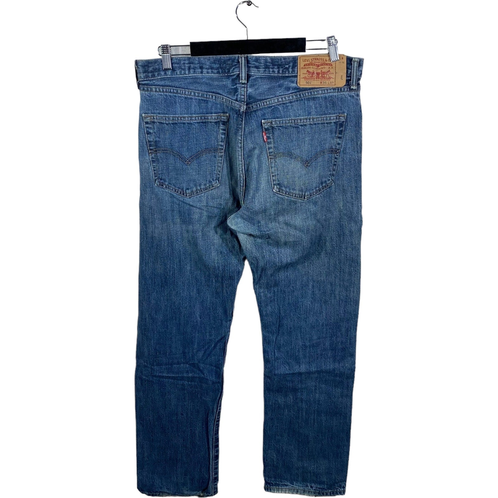 Collection of Levis 501 Zip Fly Straight Leg Denim Pants in a gallery layout