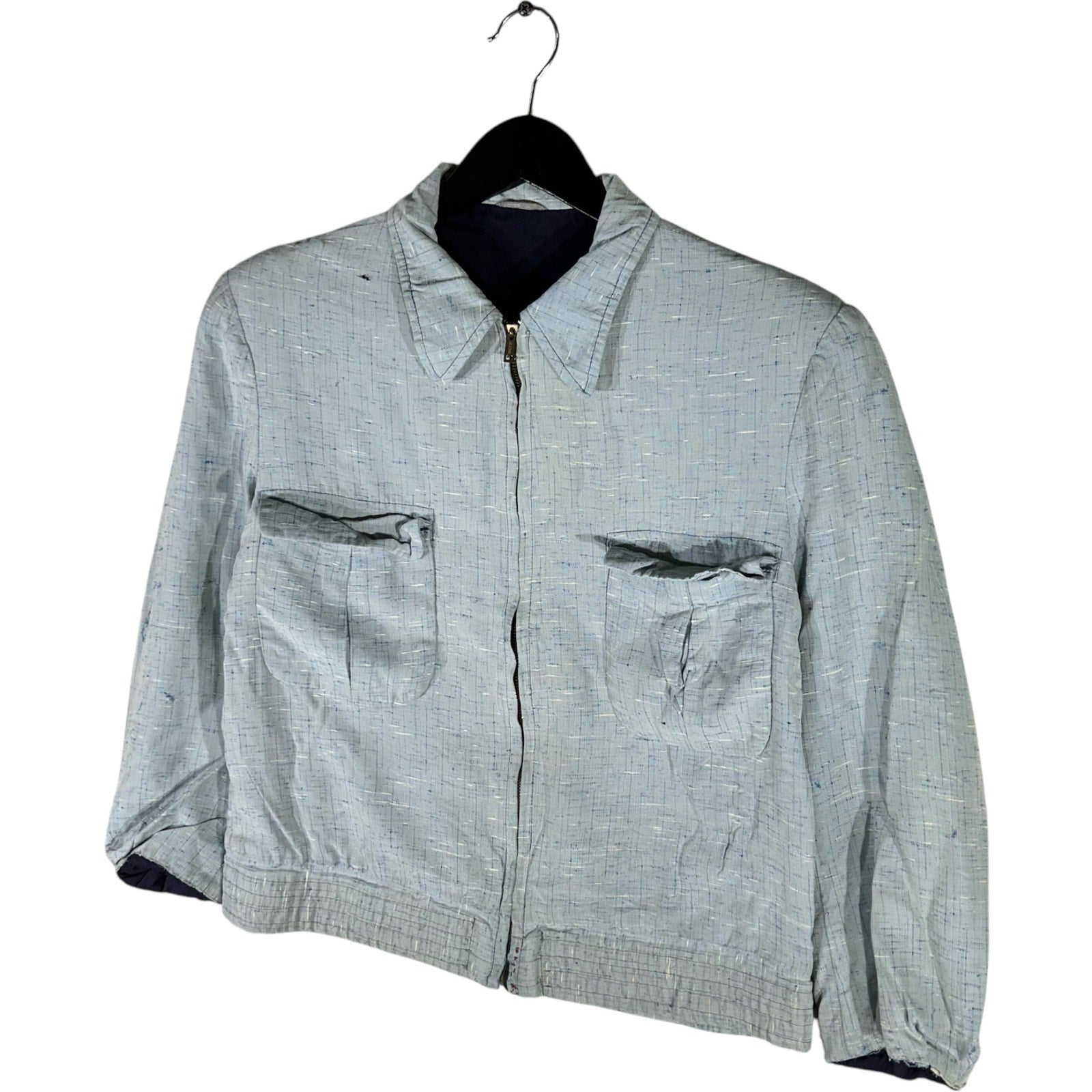 Collection of Full Zip Up Reversible Collard Light Jacket in a gallery layout