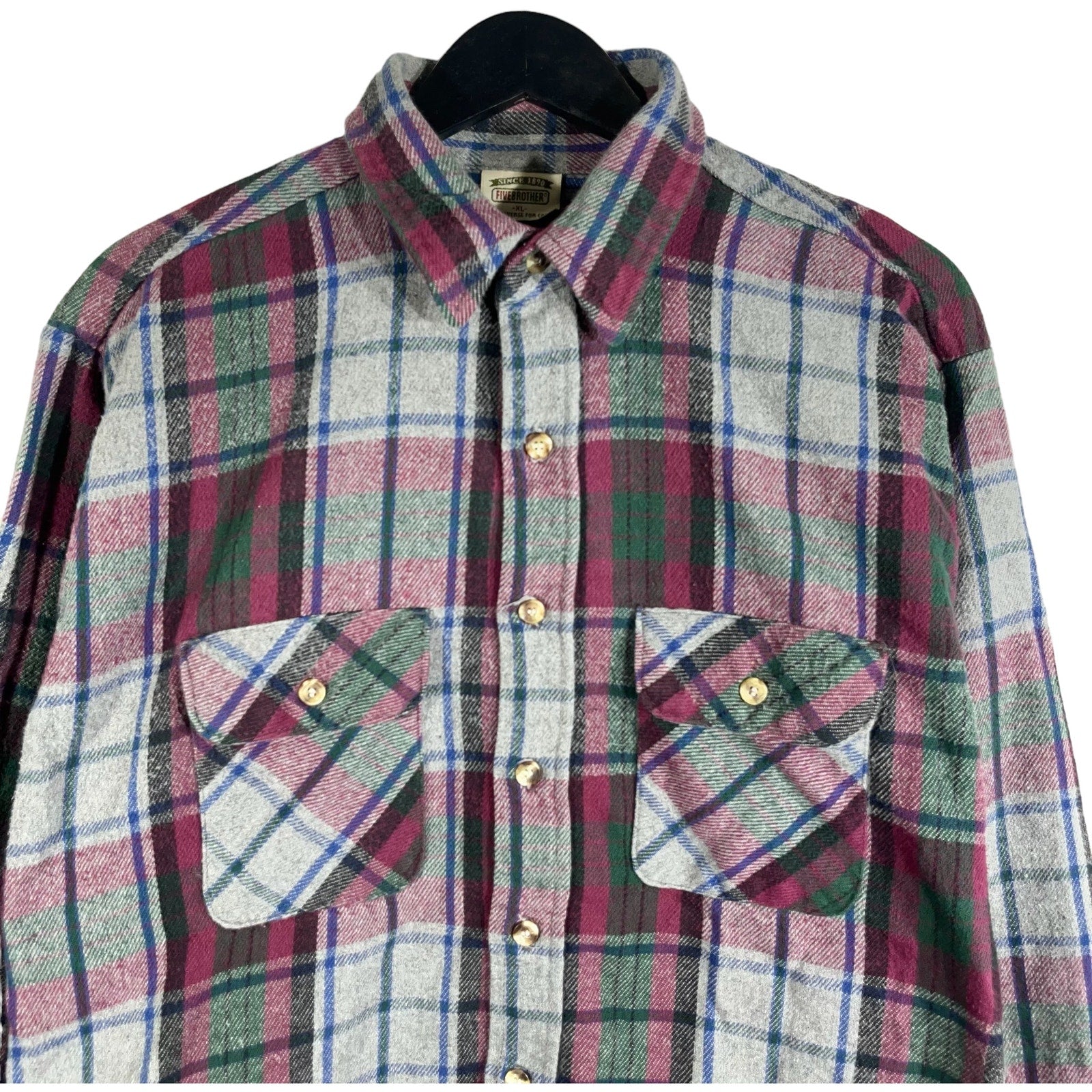 Collection of Vintage Five Brother Plaid Long Sleeve Flannel in a gallery layout
