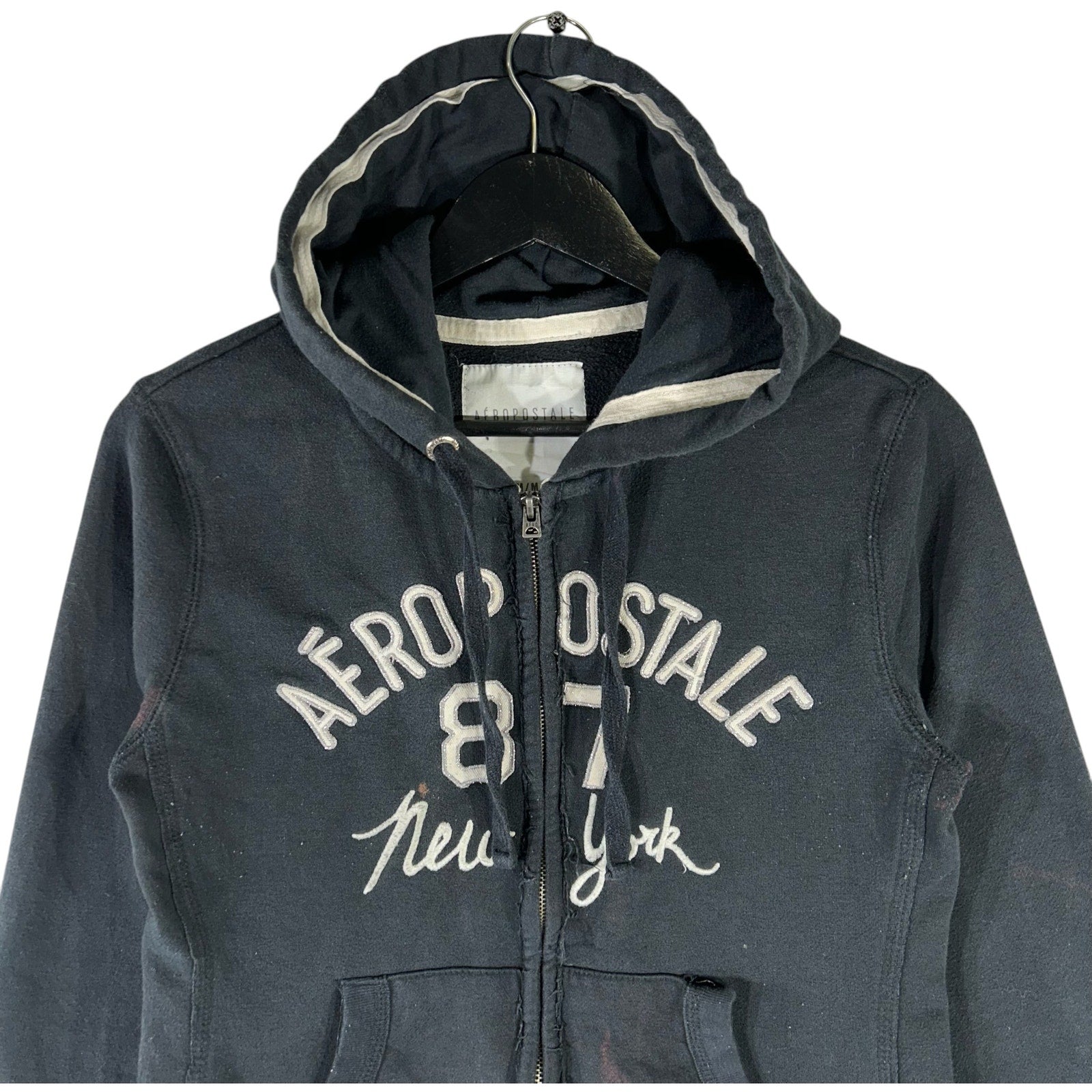 Collection of Women's Aeropostale Spellout Full Zip Hoodie in a gallery layout