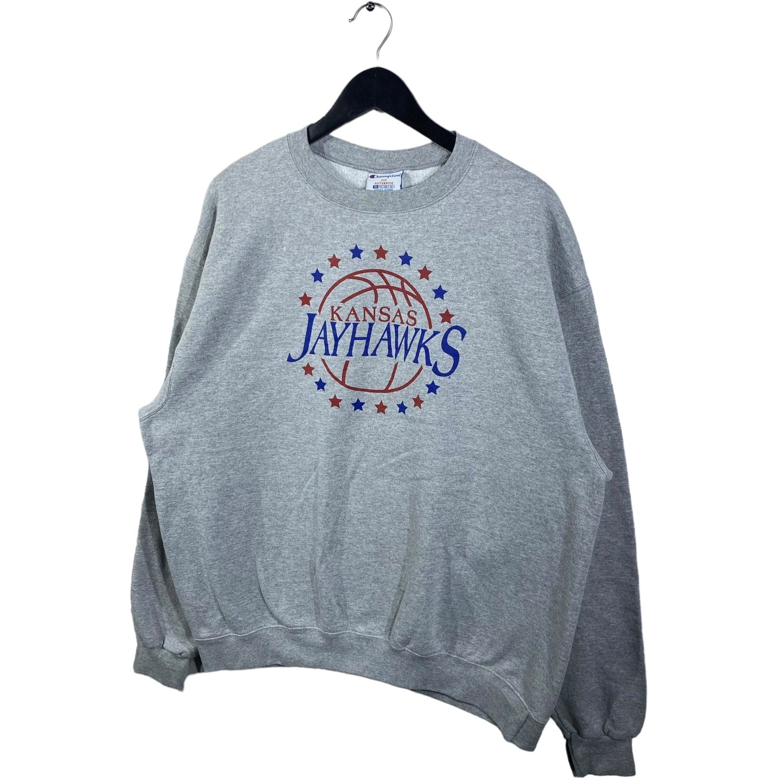 Collection of Champion Kansas Jay Hawks Basketball Crewneck in a gallery layout