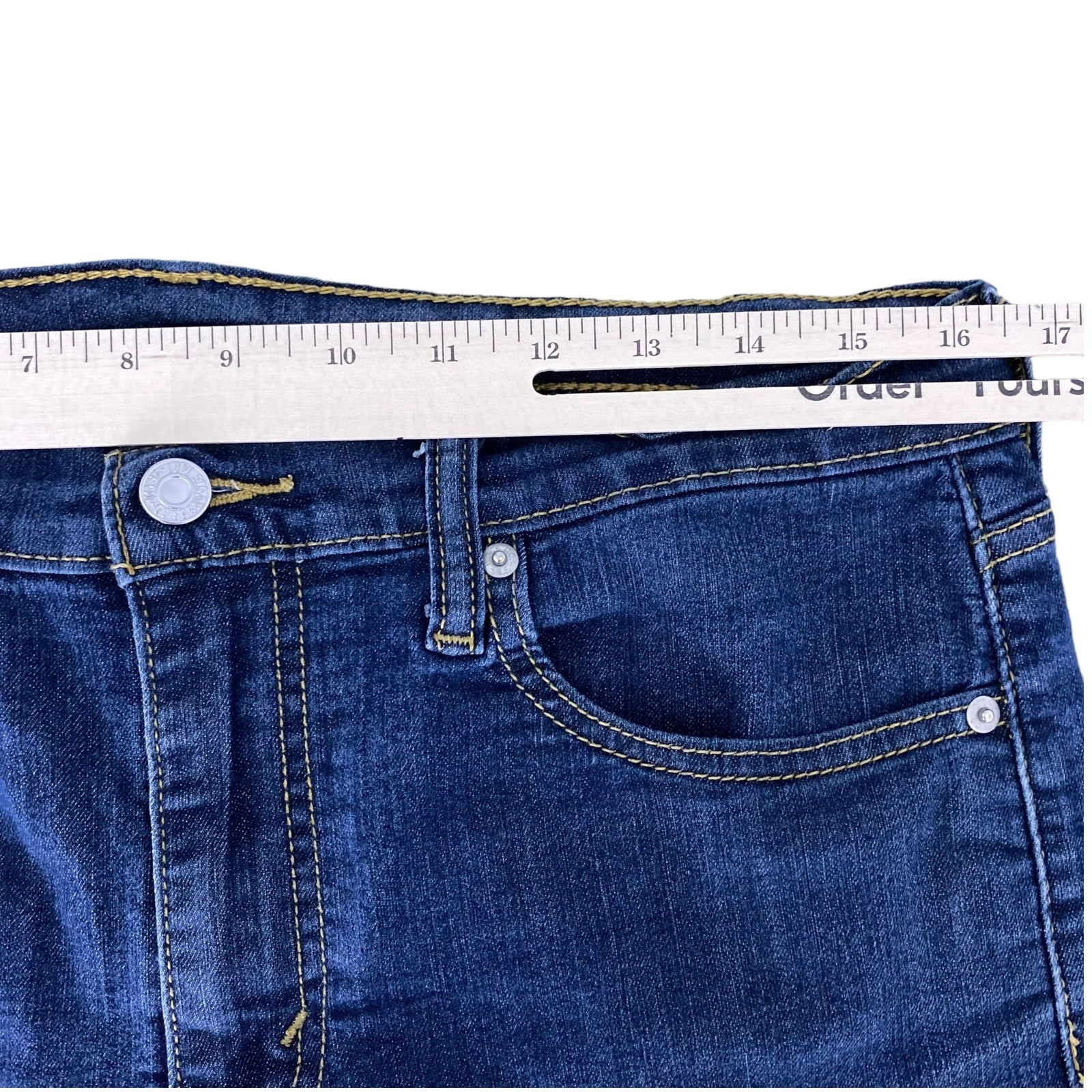 Collection of Levis 501 Zip Fly Straight Leg Dark Wash Denim Pants in a gallery layout