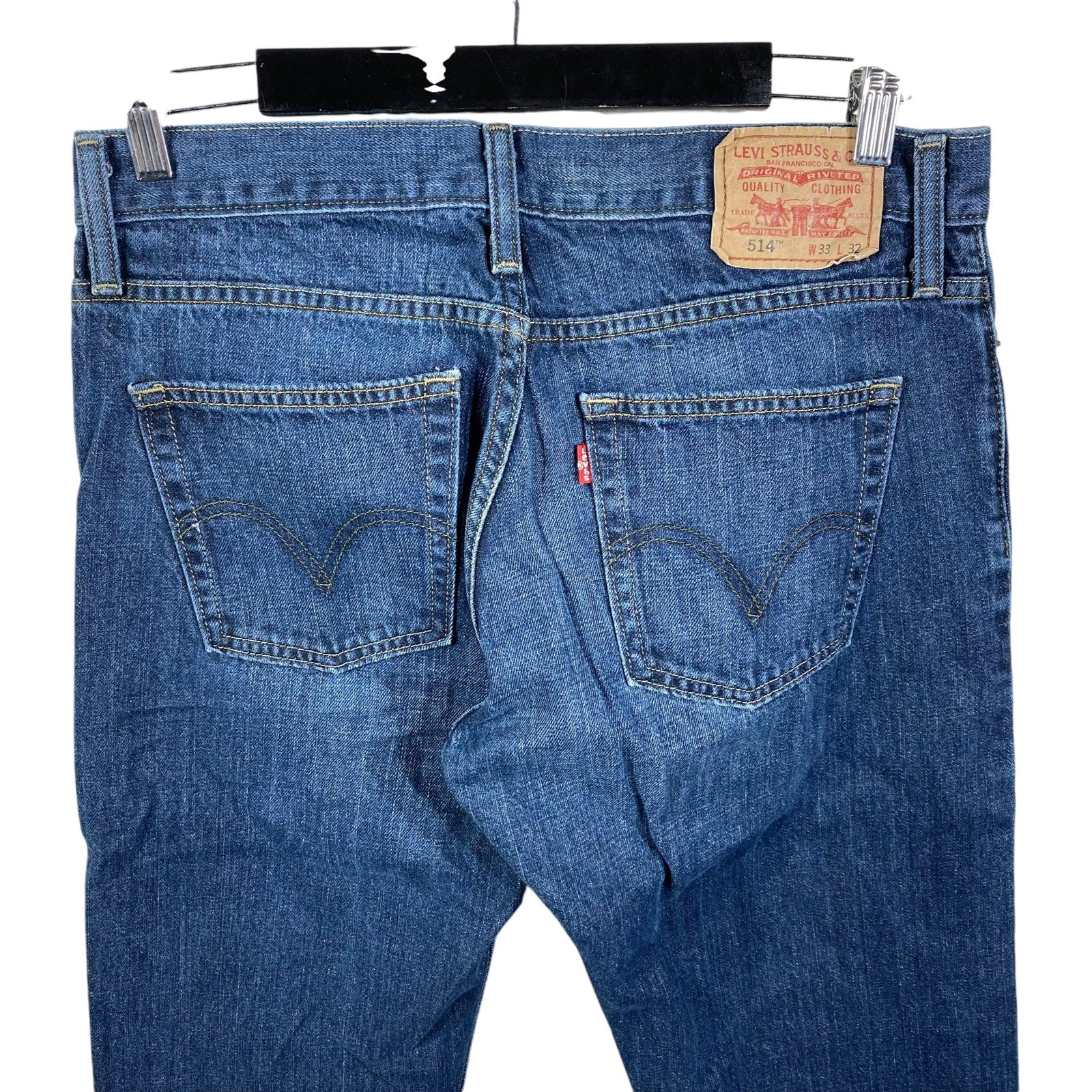 Collection of Levi's 514 Straight Leg Denim Jeans 33 x 32 in a gallery layout