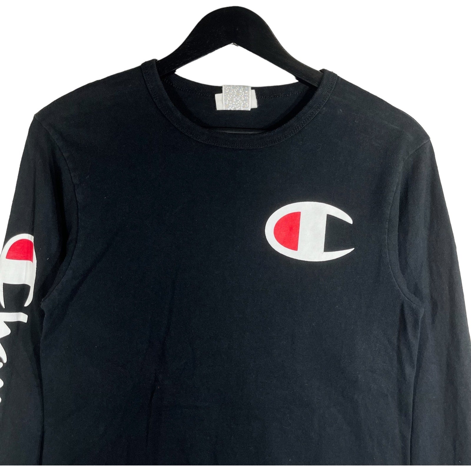 Collection of Champion Chest & Sleeve Logo Long Sleeve Shirt in a gallery layout