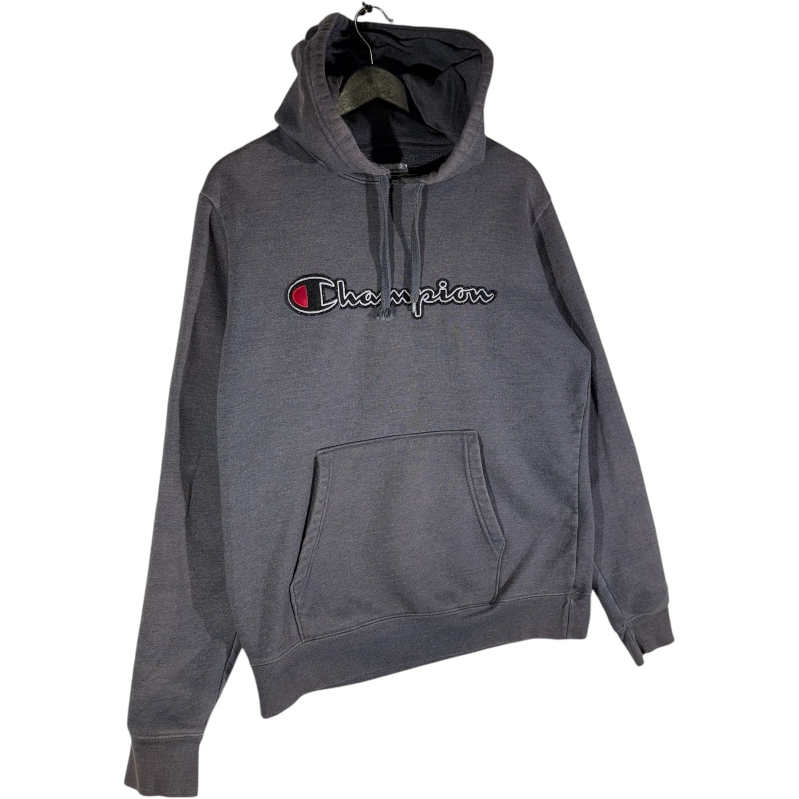 Collection of Champion Embroidered Spellout Logo Hoodie in a gallery layout