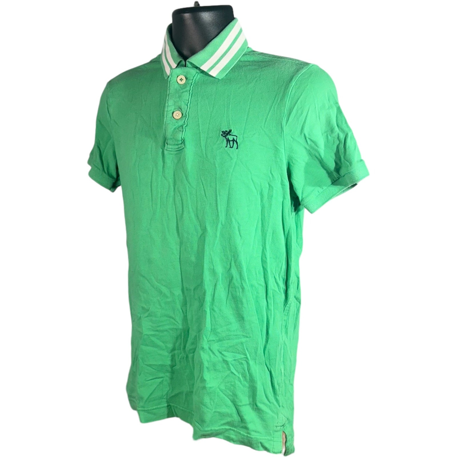 Collection of Abercrombie & Fitch Striped Collar Short Sleeve Polo in a gallery layout