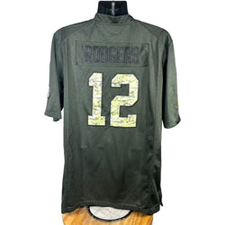 Collection of Nike NFL Green Bay Packers Aaron Rodgers Camouflage Jersey in a gallery layout