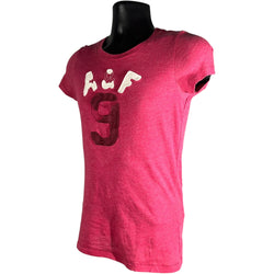 Collection of Women's Abercrombie & Fitch Distressed Patches Tee in a gallery layout