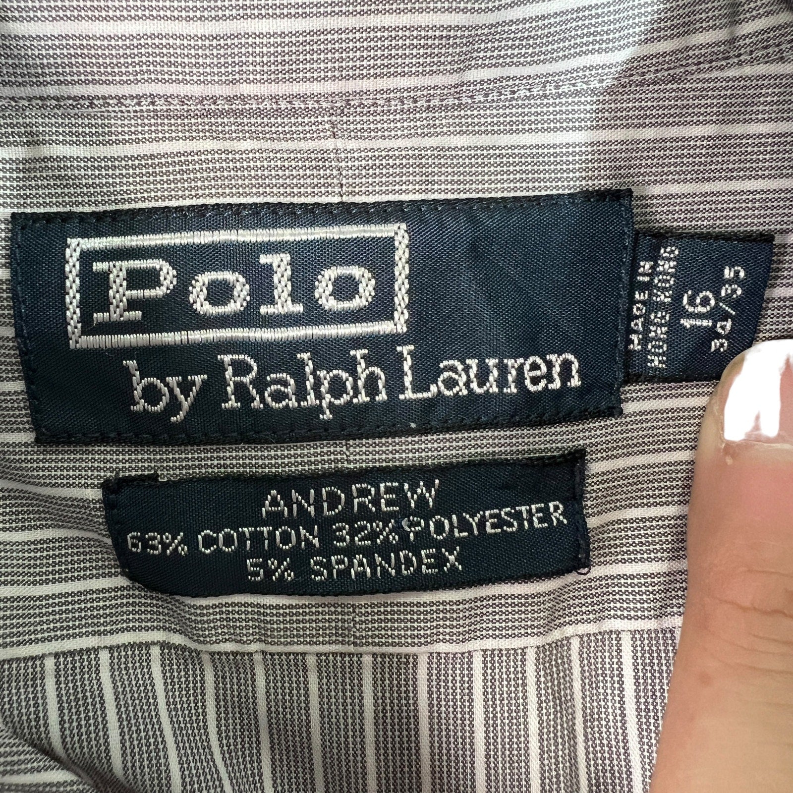 Collection of Polo Ralph Lauren Stripe Long Sleeve Button Down Dress Shirt in a gallery layout