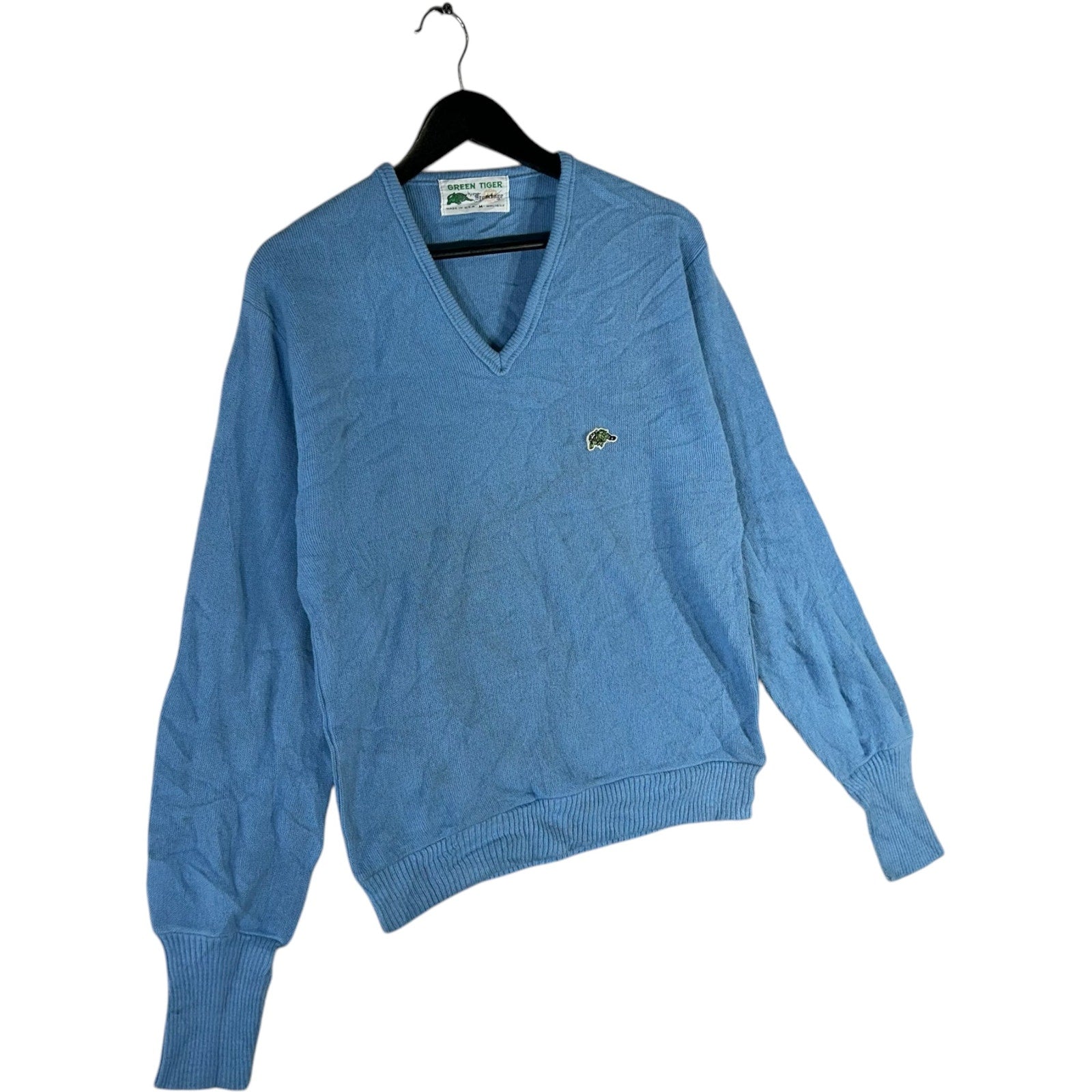 Collection of Vintage Green Tiger by Heritage Knit V-Neck Sweater in a gallery layout