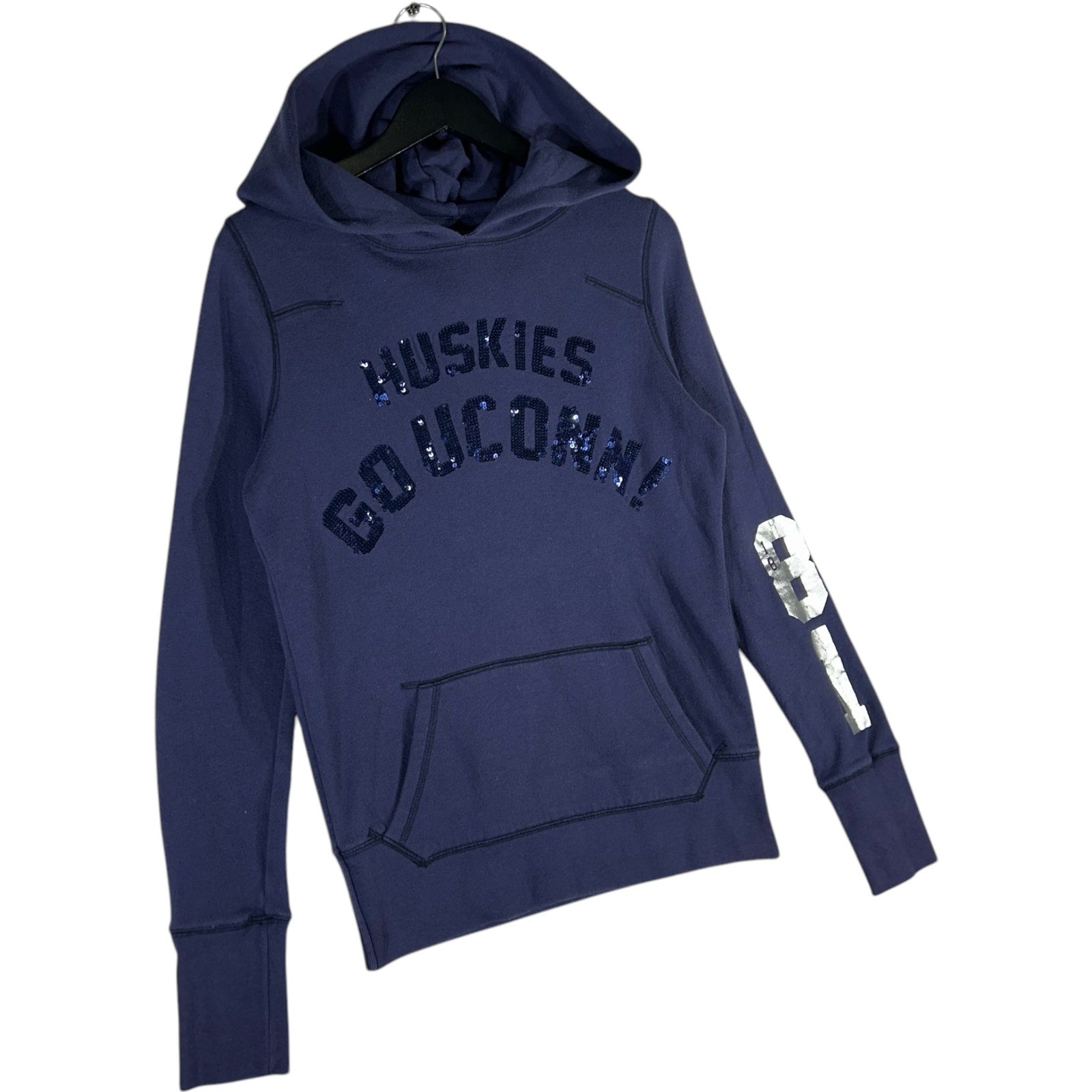 Collection of Pink University Of Connecticut Huskies "Go Unconn!" Hoodie in a gallery layout