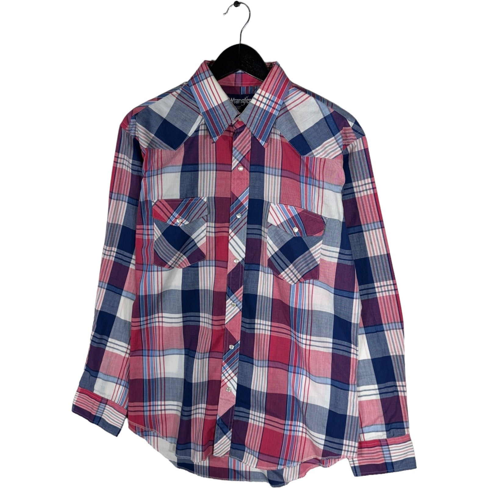 Collection of Wrangler Long Sleeve Plaid Button Up in a gallery layout