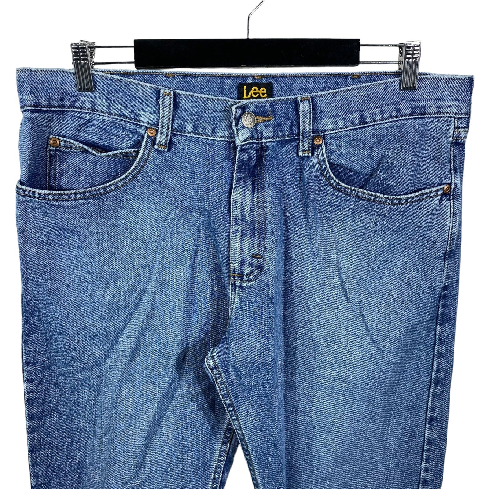Collection of Lee Zip Fly Straight Leg Medium Wash Denim Pants in a gallery layout