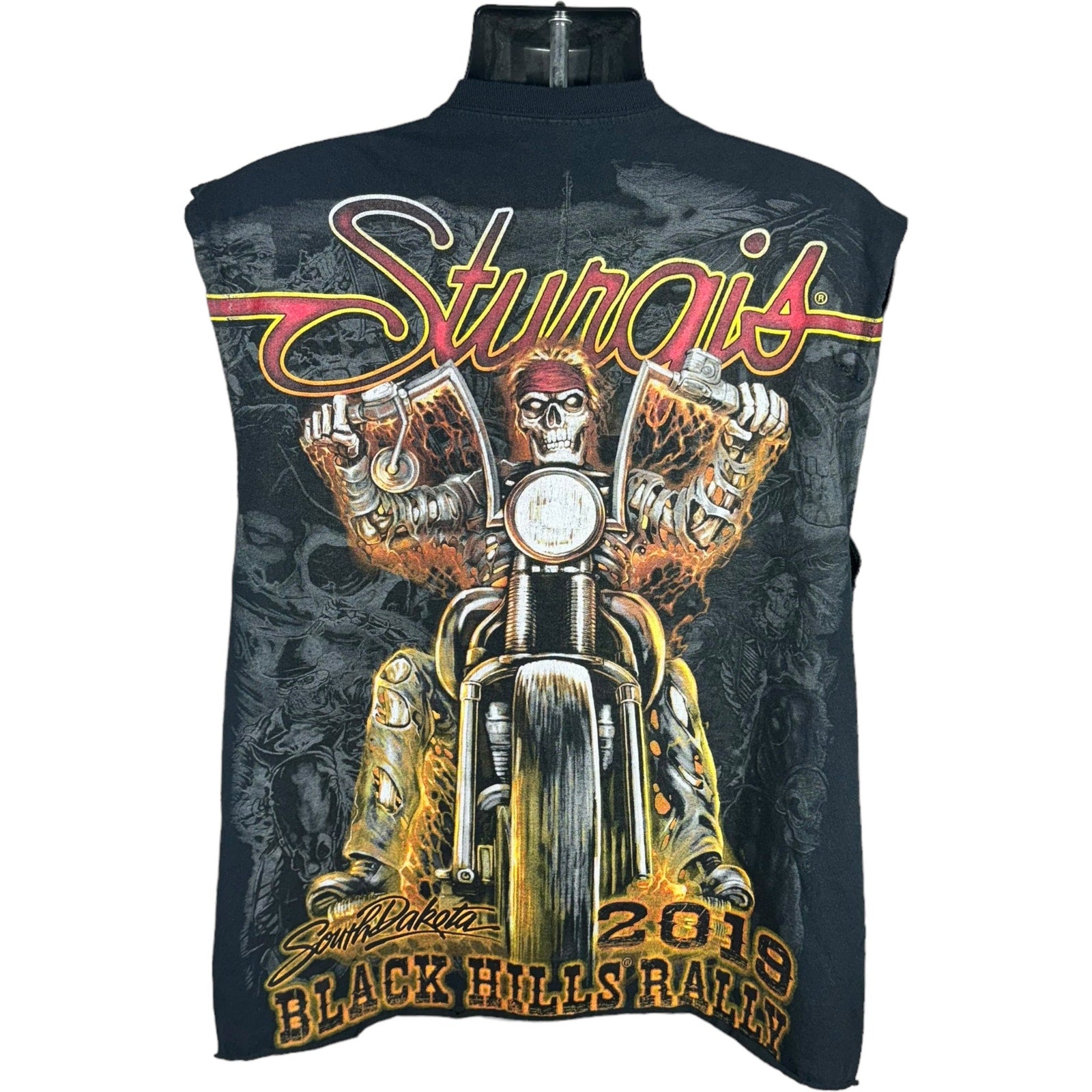 Collection of Sturgis Black Hills Motorcycle Rally Skeleton AOP Tank Top in a gallery layout