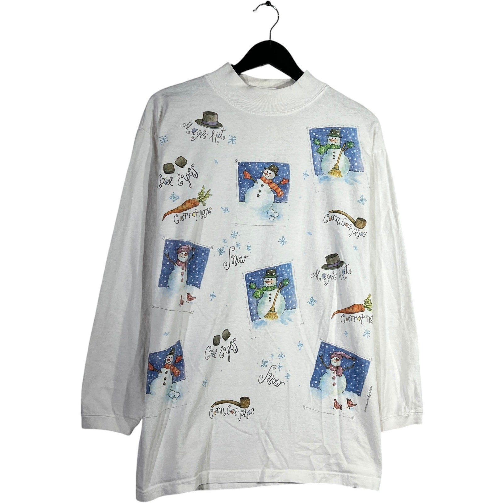 Collection of Rel-E-Vant Products Snowmen AOP Mock Neck Long Sleeve in a gallery layout