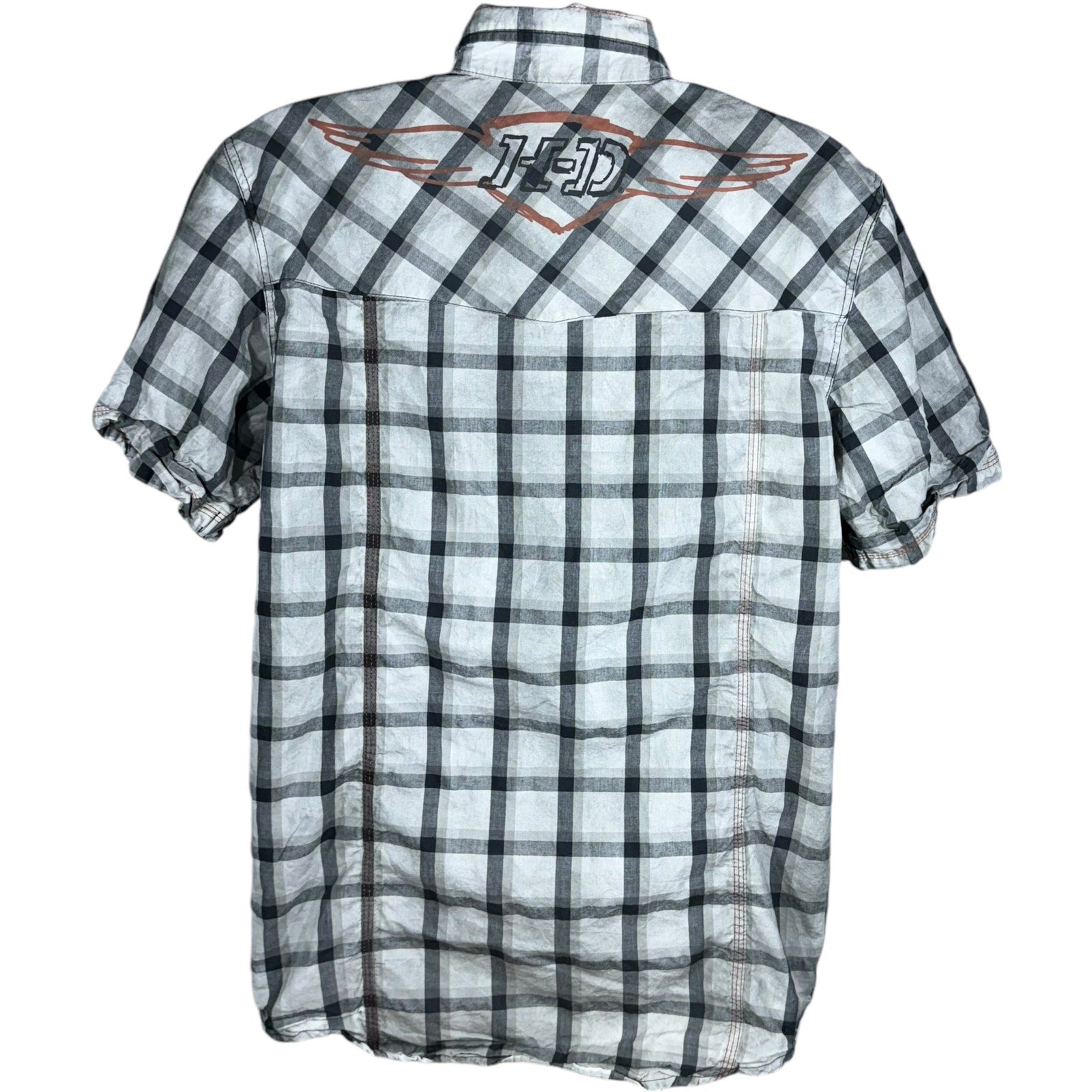 Collection of Harley Davidson Plaid Short Sleeve Button Up in a gallery layout