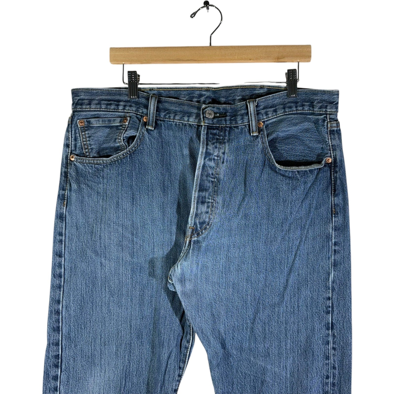 Collection of Levi Strauss Red Tab Denim Straight Leg Jeans 38x27 in a gallery layout