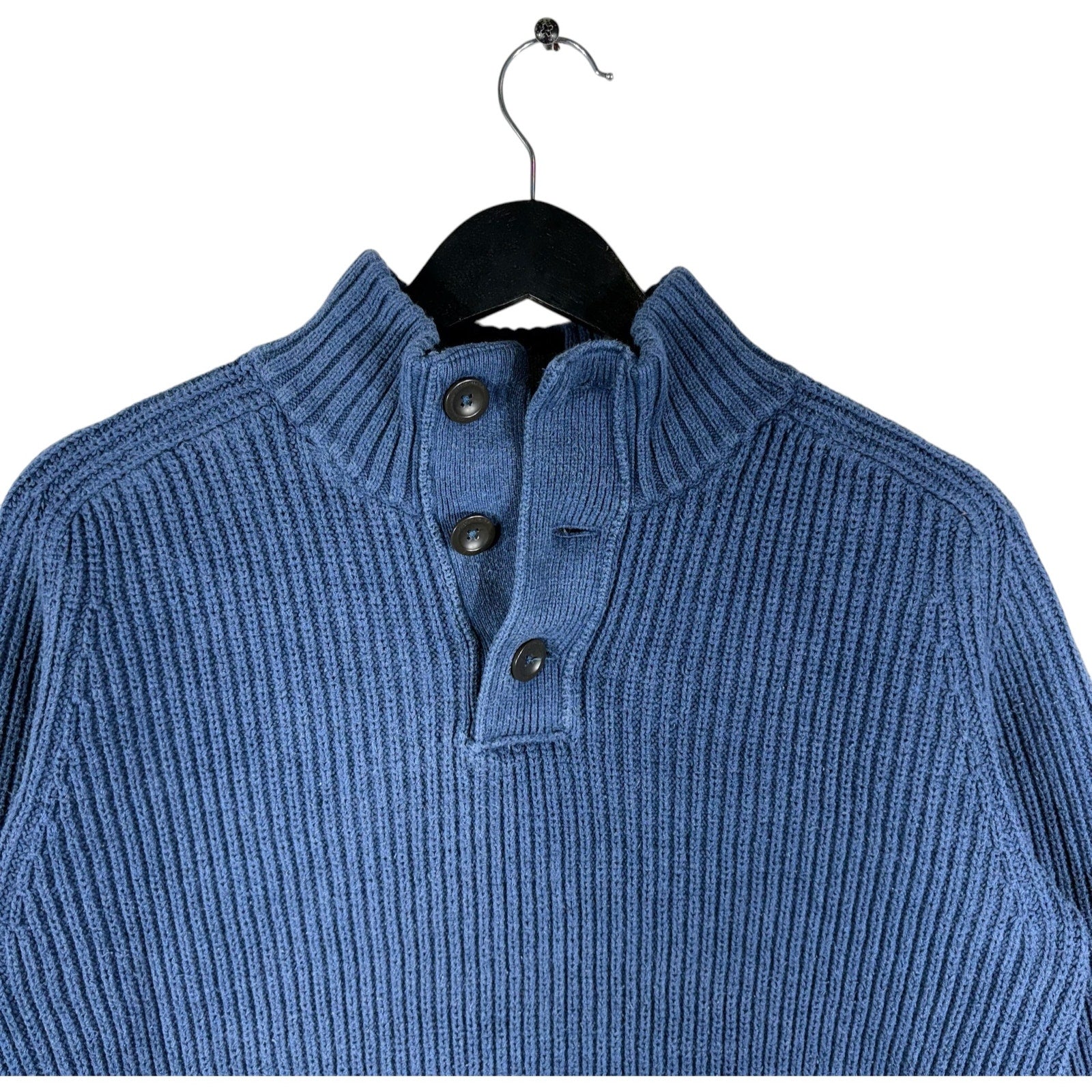 Collection of American Eagle Outfitters Ribbed Knit 1/2 Button Sweater in a gallery layout