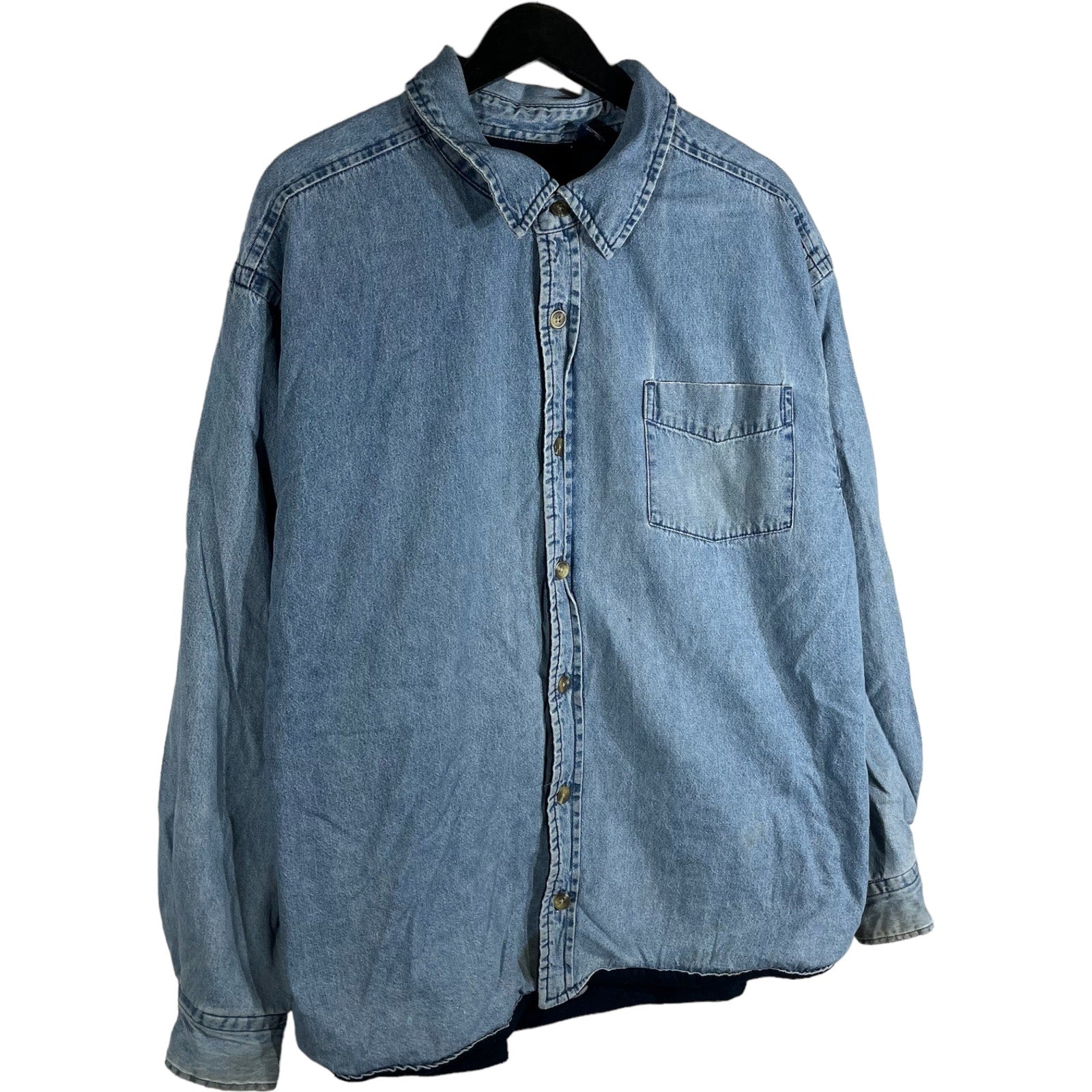 Collection of Basic Editions Fleece Lined Denim Button Down in a gallery layout