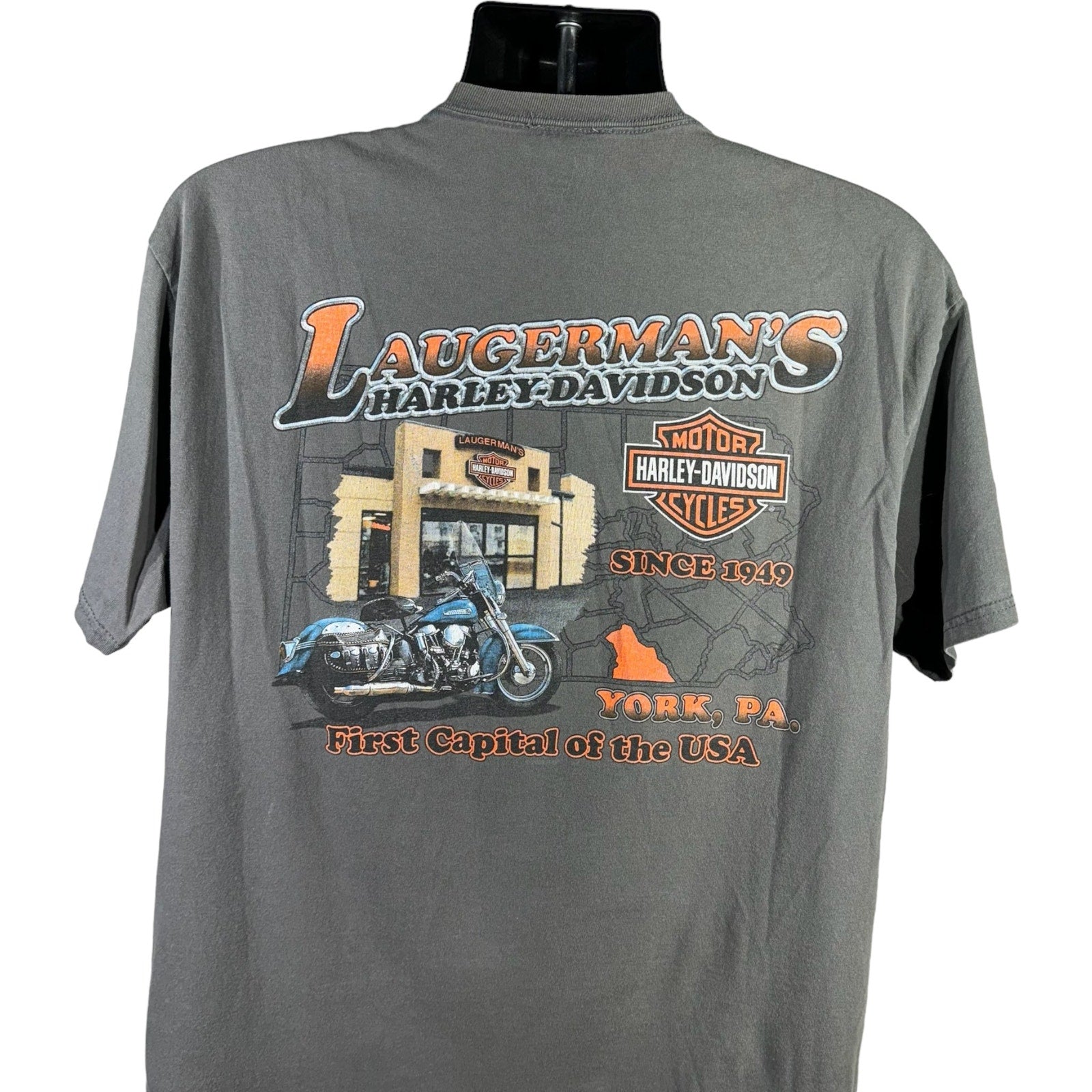 Collection of Laugerman's Harley Davidson York PA Pocket Tee in a gallery layout