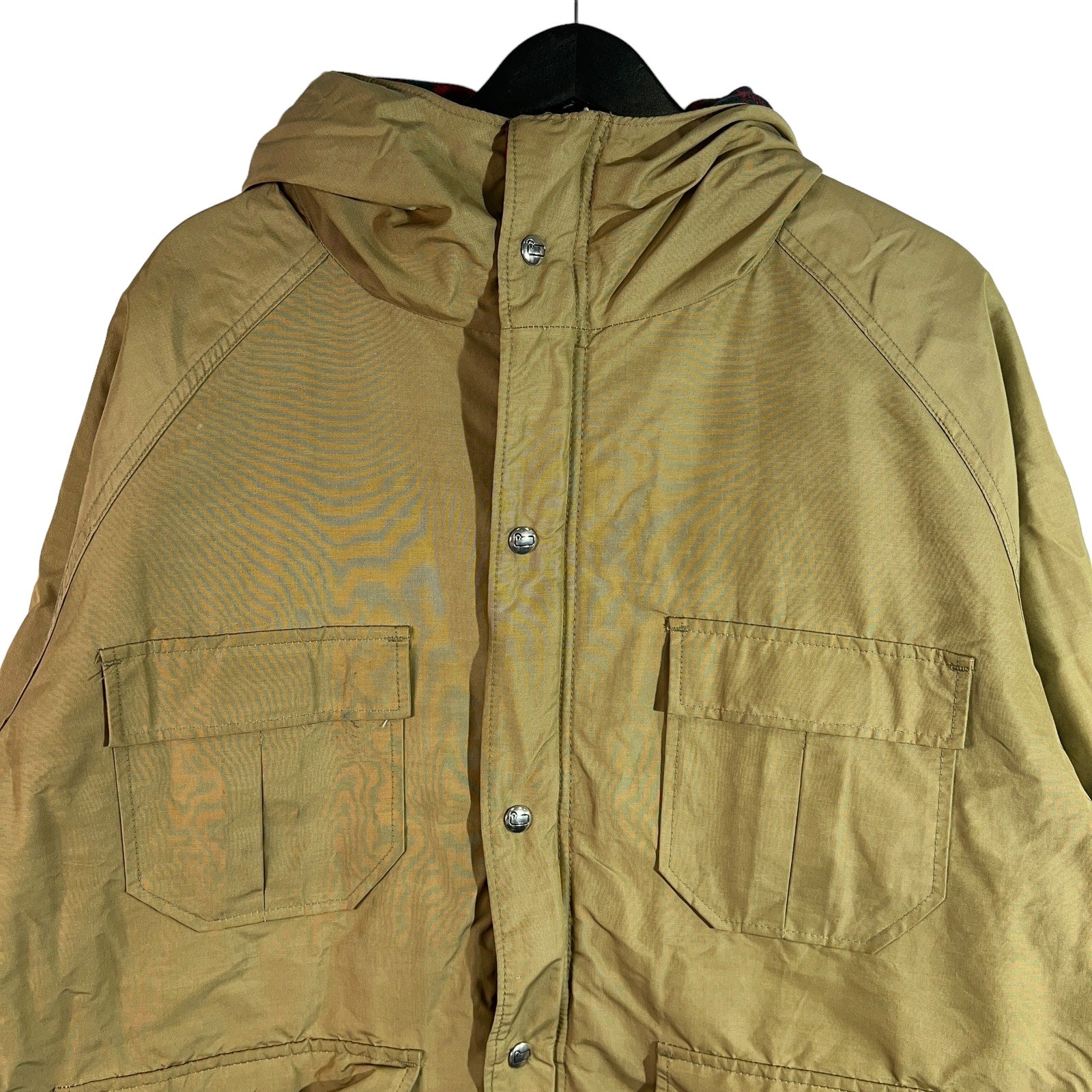 Collection of Woolrich Wool Lined Hoodie Button Down Jacket in a gallery layout