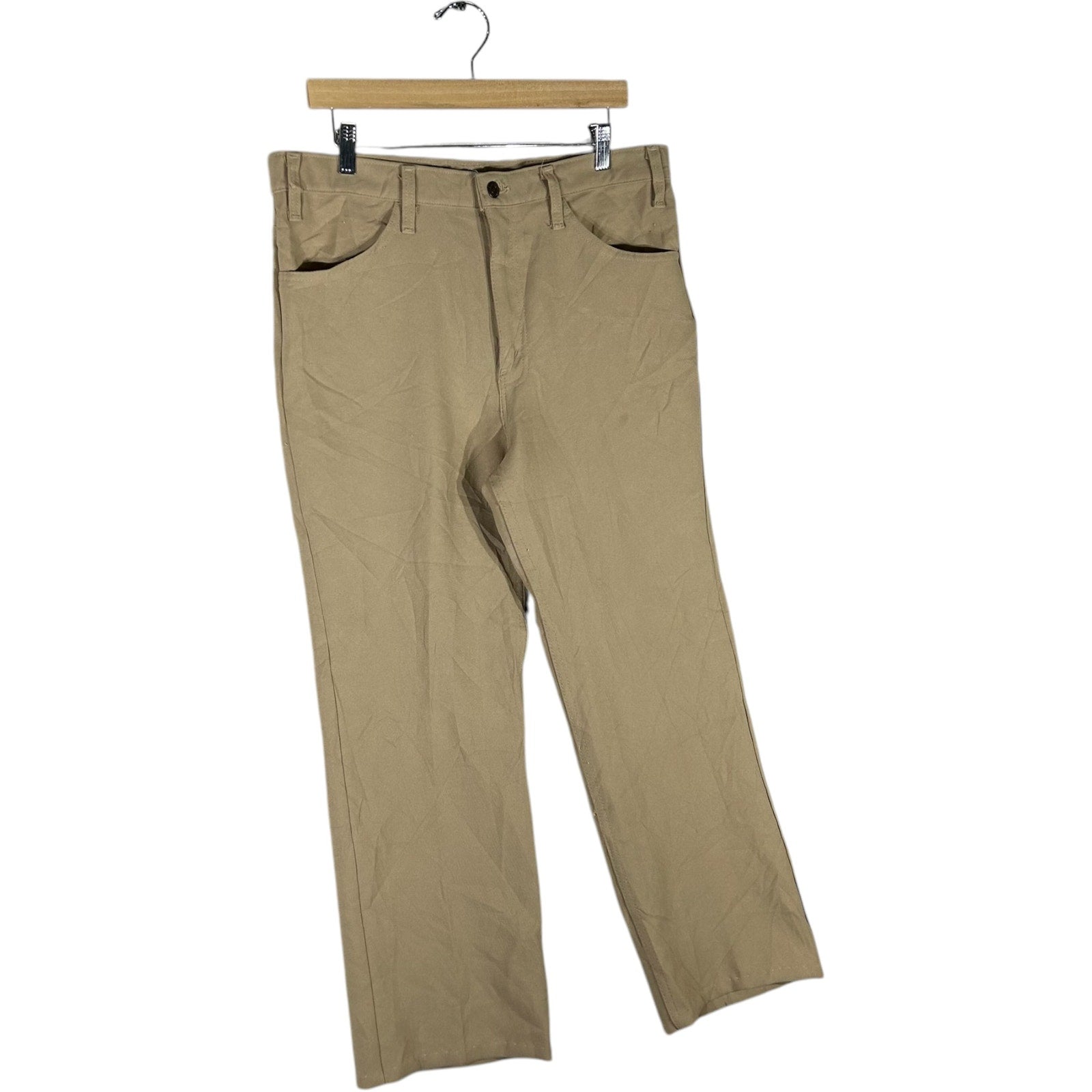 Collection of Vintage Levi's 100% Dacron Polyester Straight Leg Pants 35x26 in a gallery layout