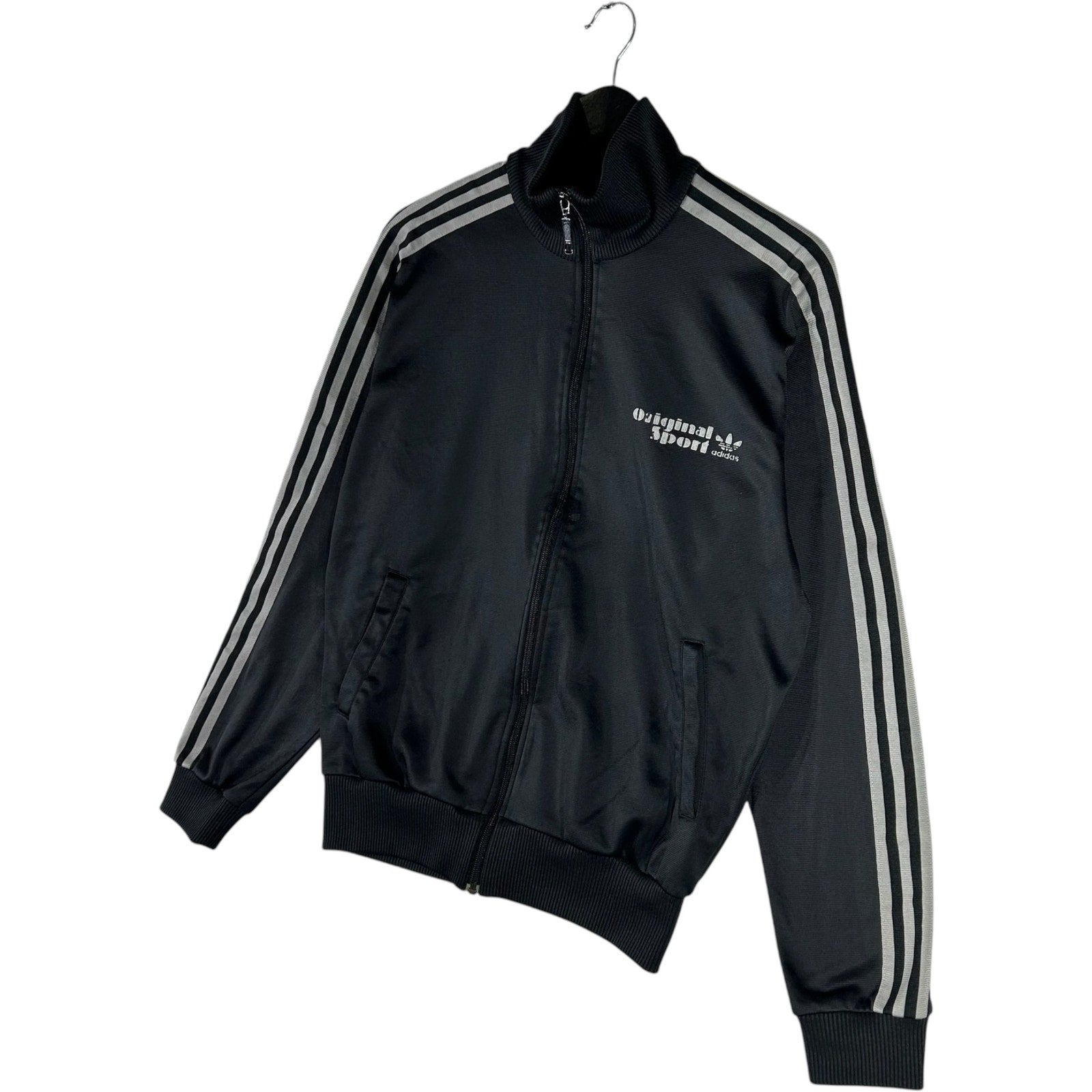 Collection of Adidas Front and Back Spellout Track Full Zip Windbreaker in a gallery layout