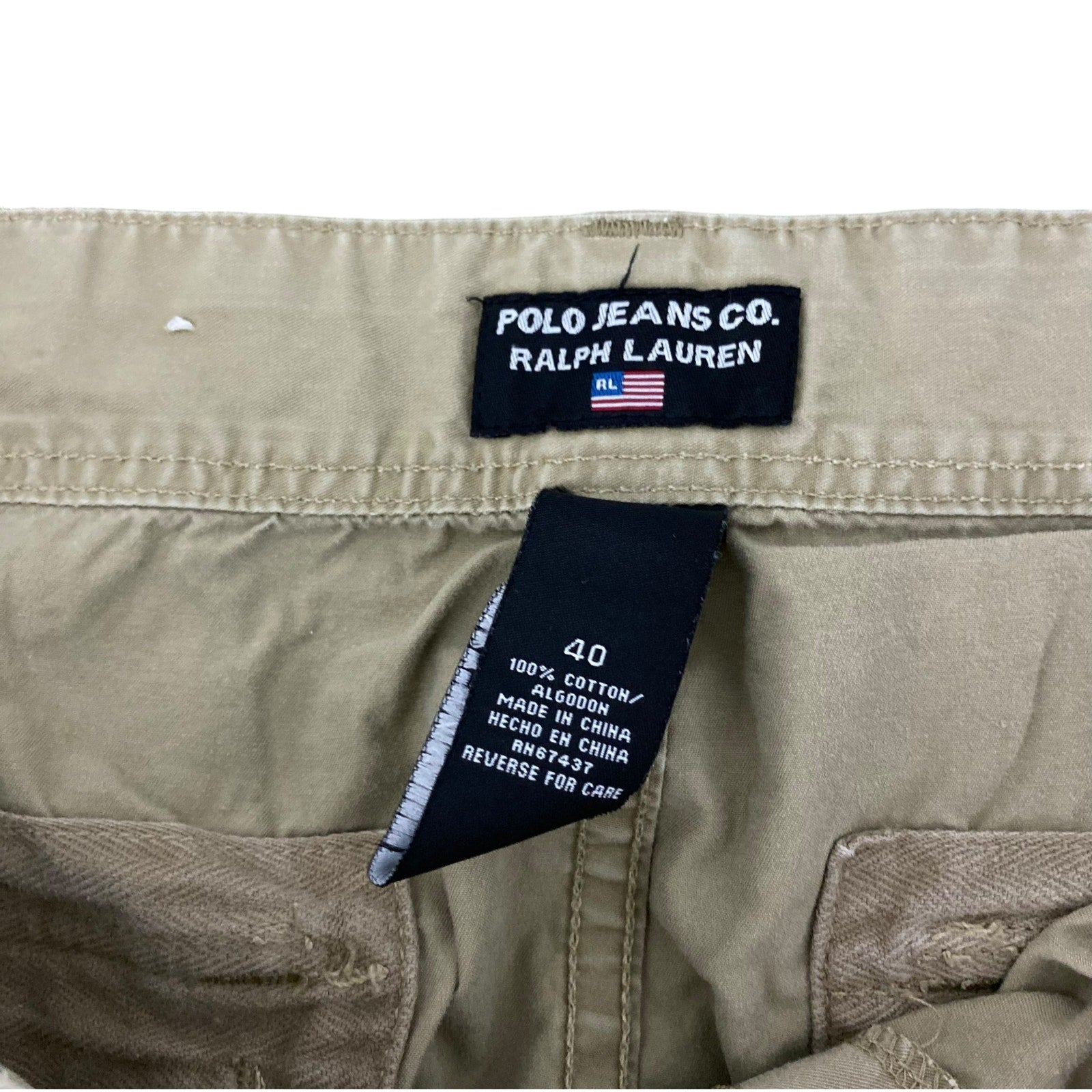 Collection of Polo Jeans Co. Ralph Lauren Zip Fly Cargo Tan Shorts in a gallery layout