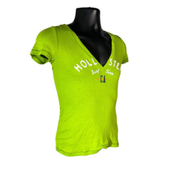 Collection of Women's Hollister "Surf Team"  V-Neck Patch Spellout Tee in a gallery layout